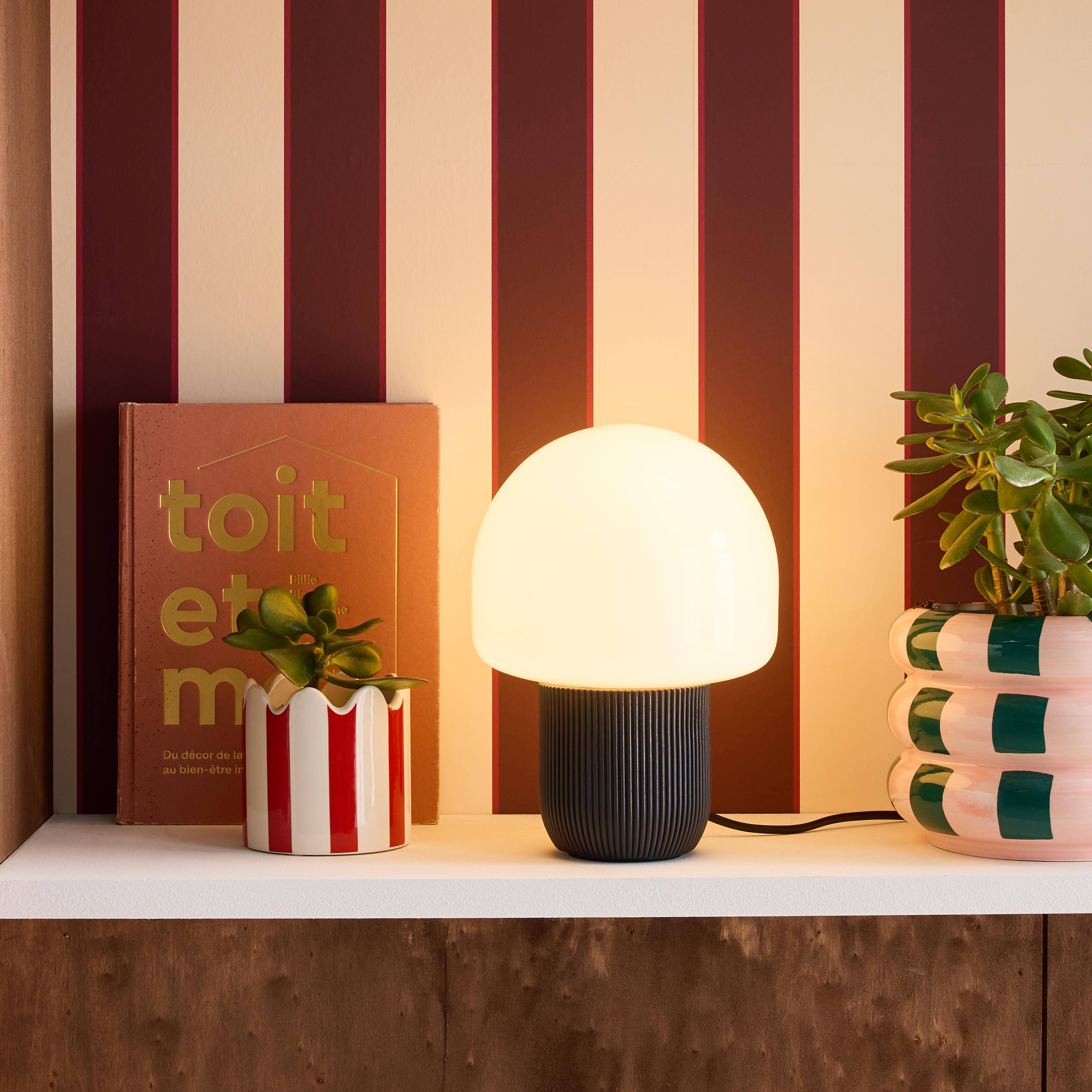 Lampada da tavolo da interno in resina e PVC, Ø18cm Nero - 18x18x25.2 cm Photo2