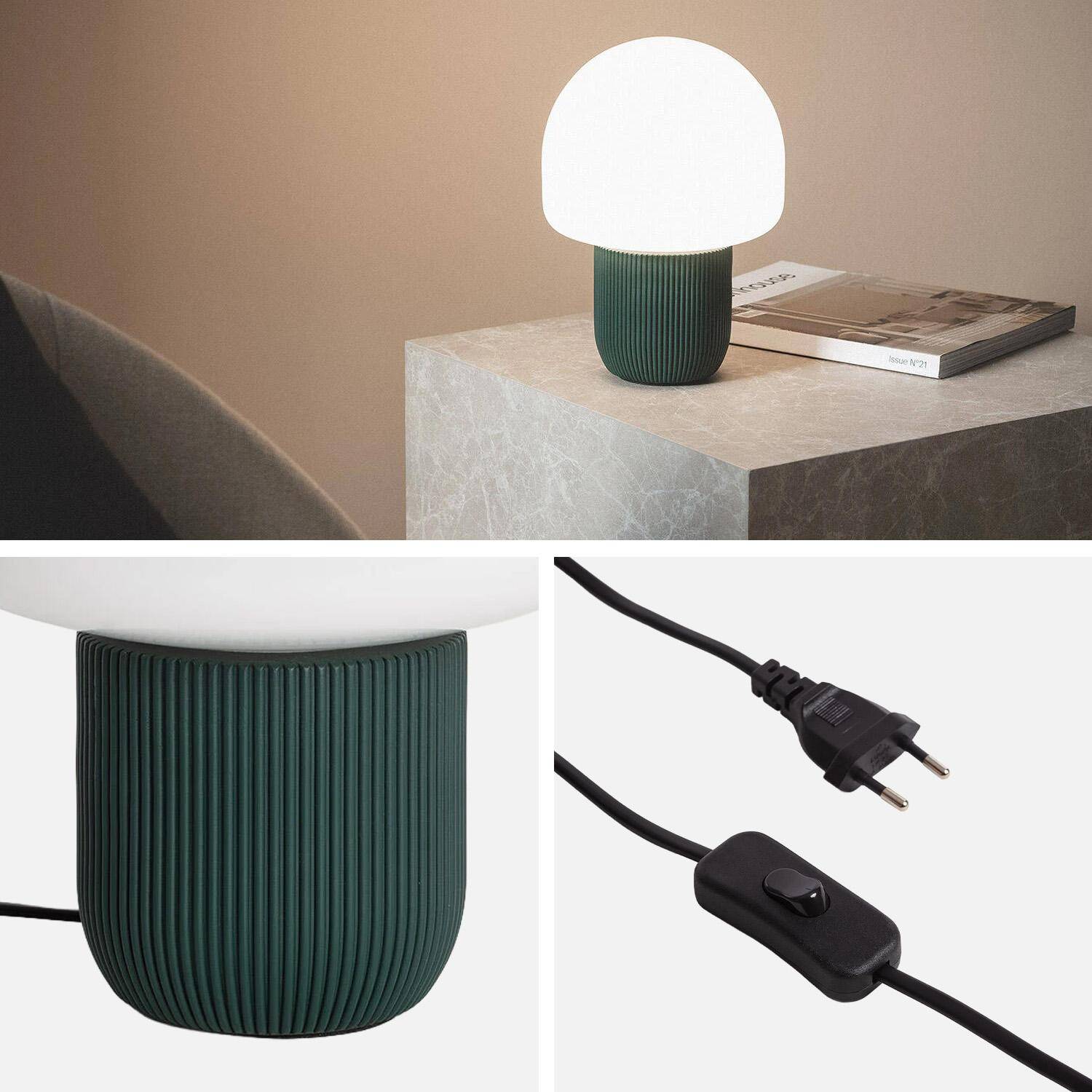 Lampada da tavolo da interno in resina e PVC, Ø18cm Verde - 18x18x25.2 cm Photo2