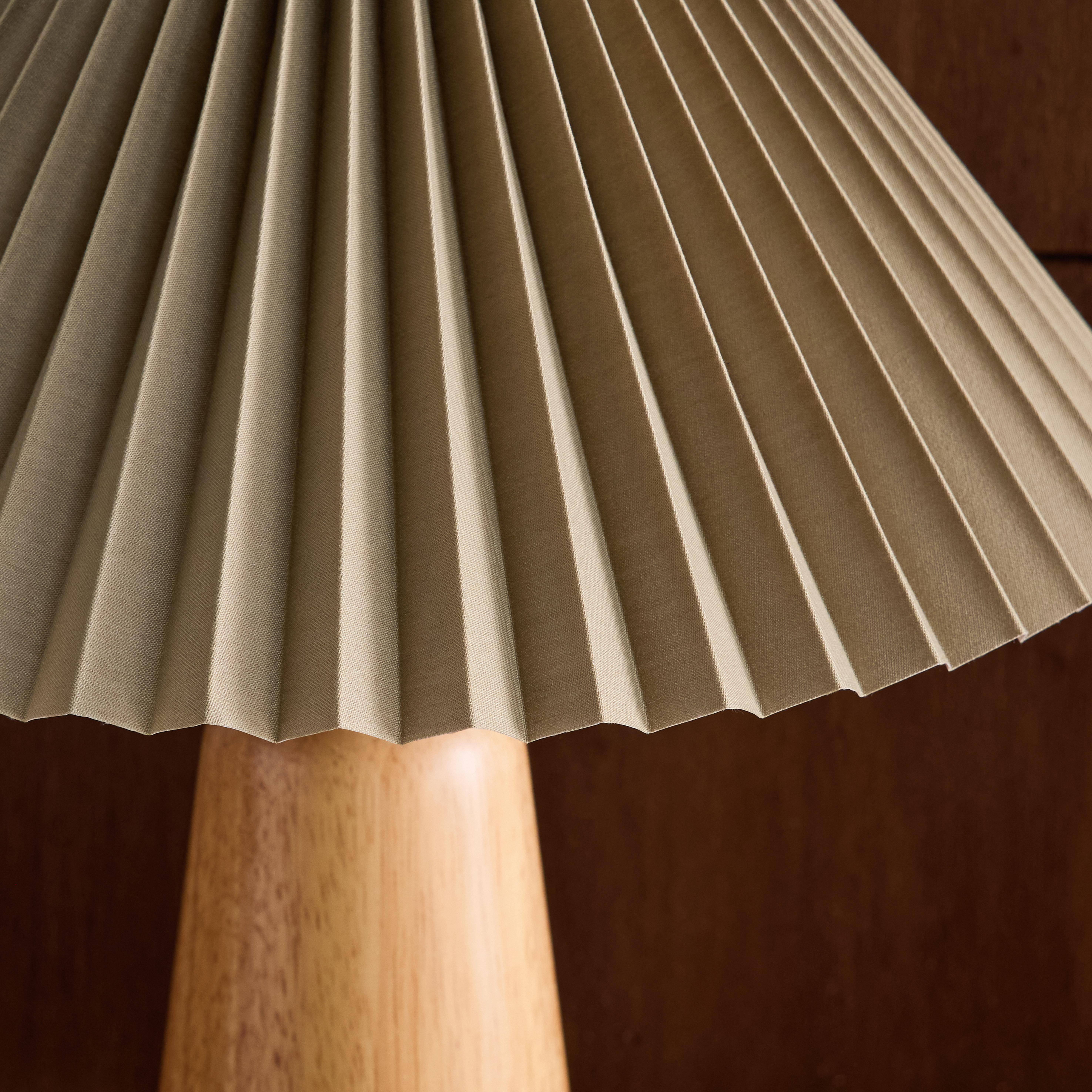 Lampa stołowa wewnętrzna drewno i tkanina Ø10,5cm khaki - Tero Photo2