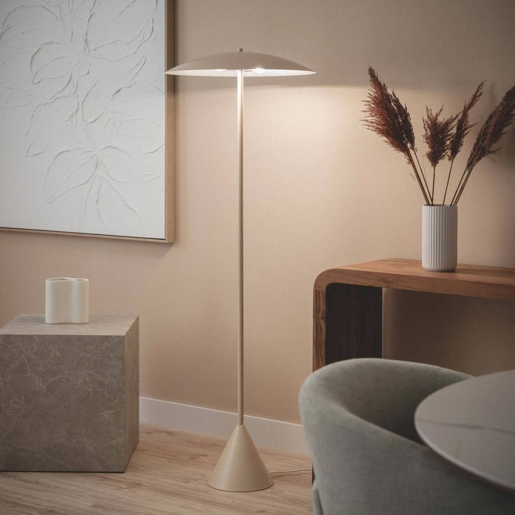Lampada da terra per interni in metallo, Ø50cm, Beige