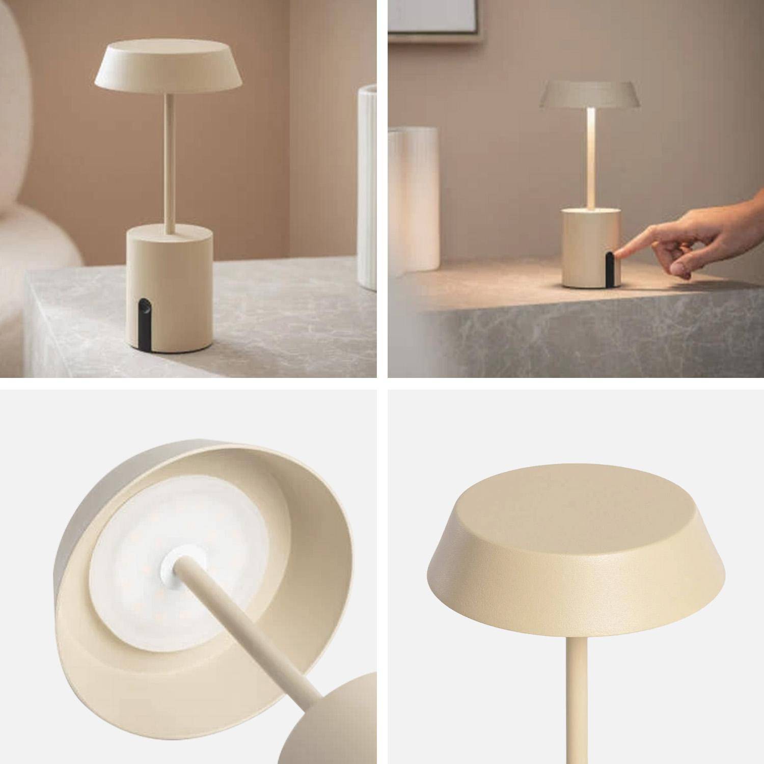 Lampe de table intérieur/extérieur LED métal Ø10,8cm beige - Nala Photo2