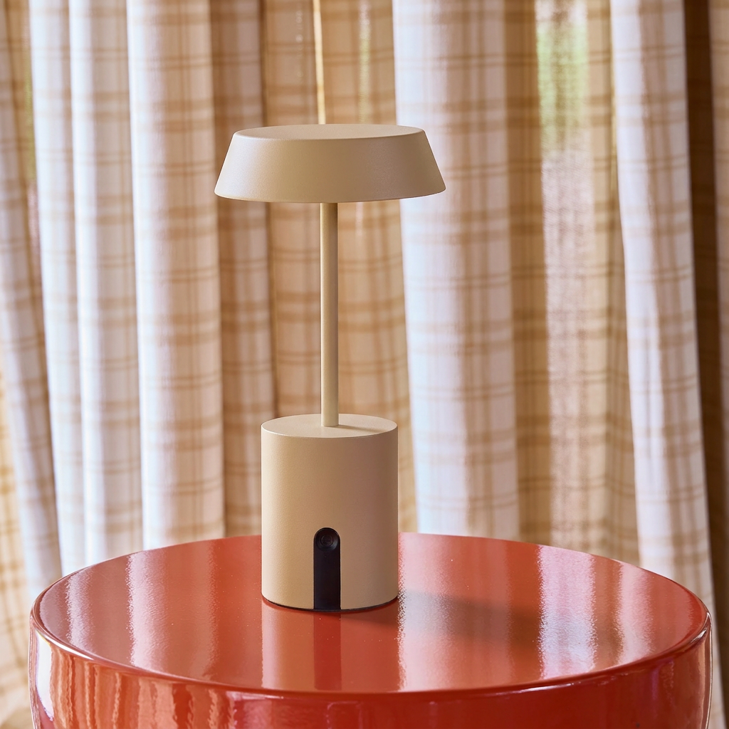 Lampe de table intérieur/extérieur LED métal Ø10,8cm beige - Nala Photo1