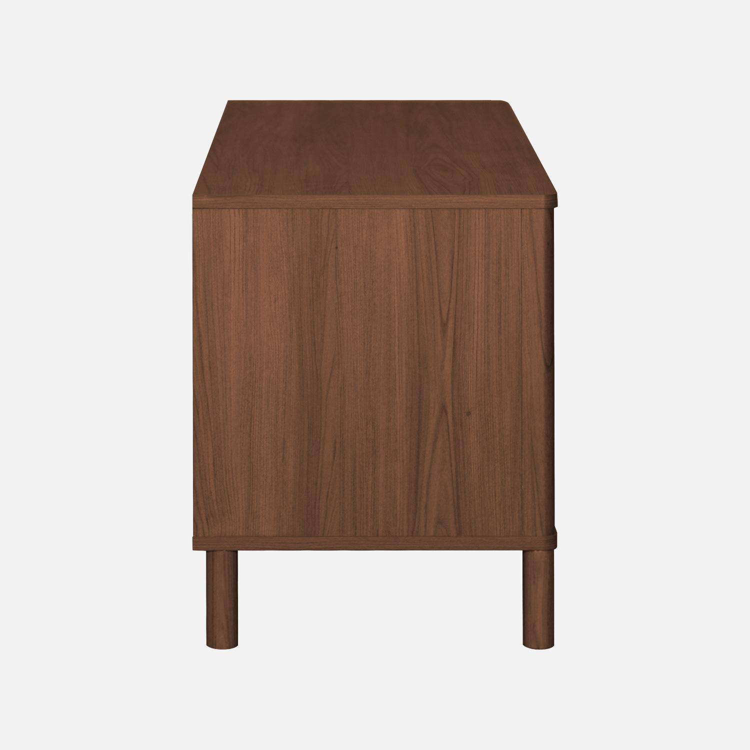 Mobile TV vintage in legno e rattan con 2 ante 120cm, Etta, Noce, 120x39.5x50 cm Photo5