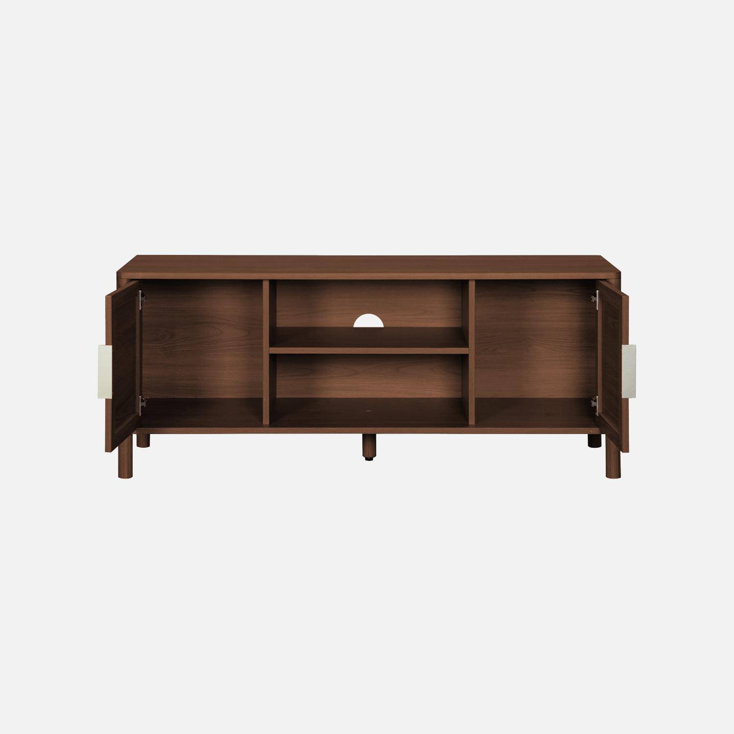 Meuble TV vintage décor bois et cannage 2 portes 120cm noyer - Etta,sweeek,Photo5