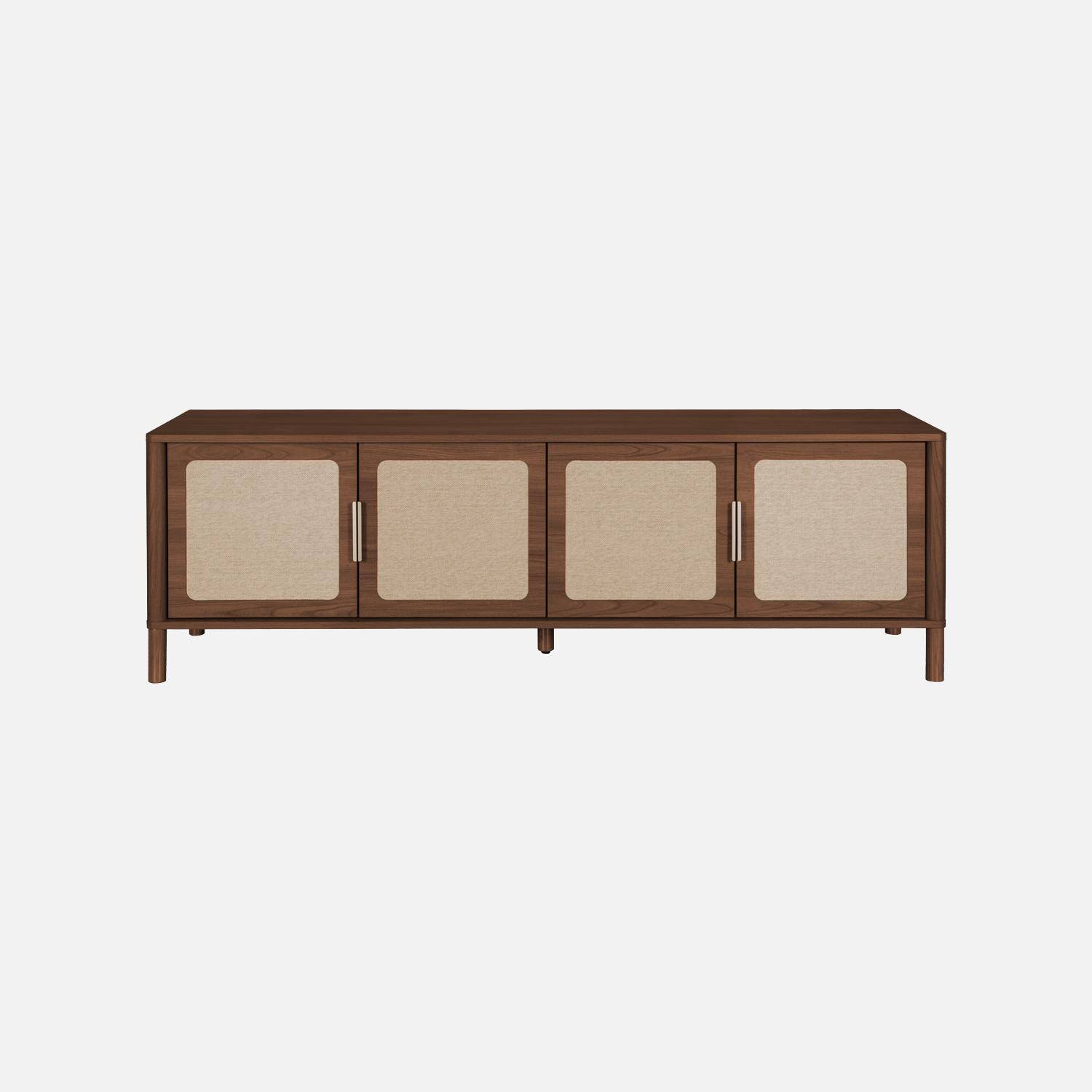 Meuble TV vintage décor bois et cannage 4 portes 160cm noyer - Etta,sweeek,Photo4