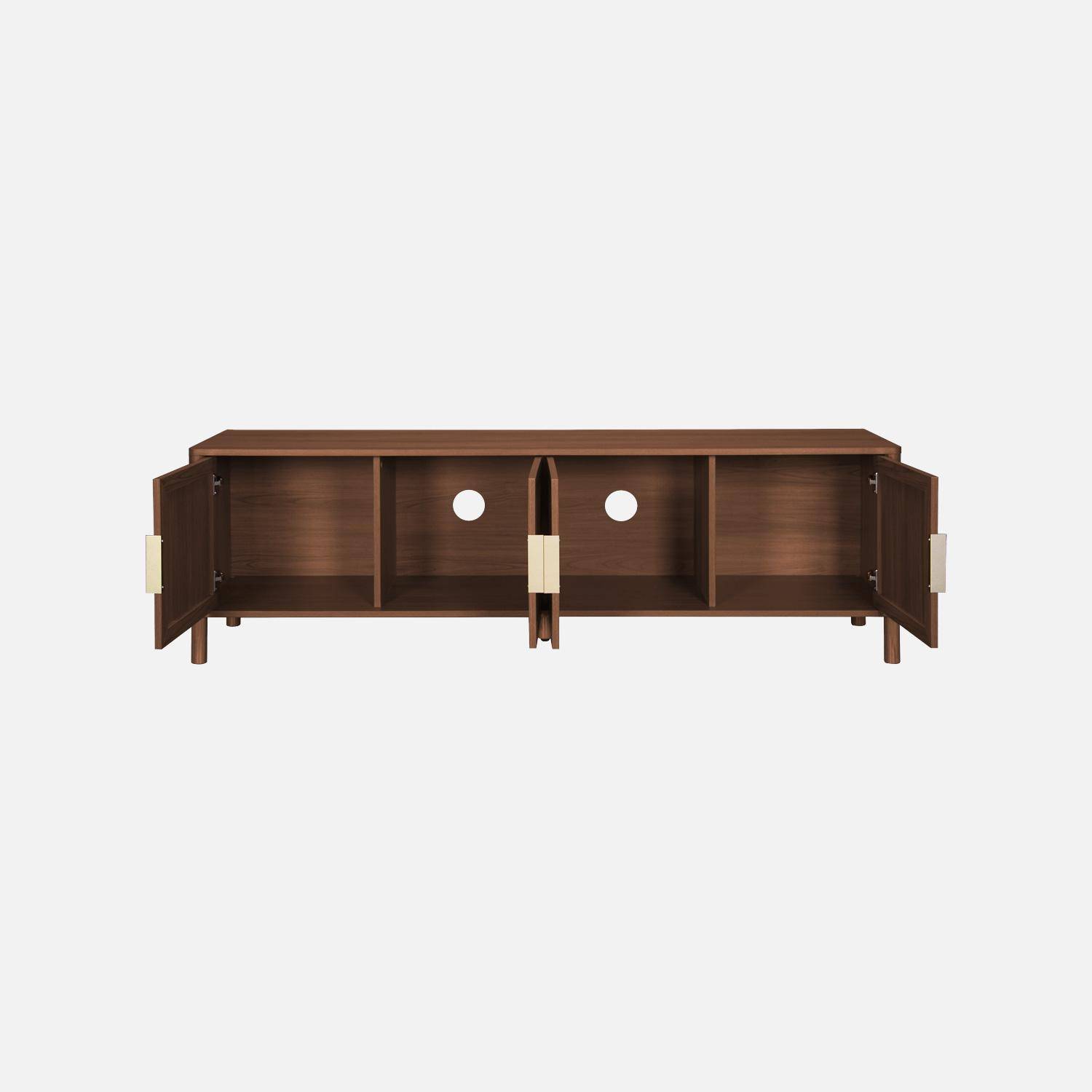 Meuble TV vintage décor bois et cannage 4 portes 160cm noyer - Etta,sweeek,Photo5