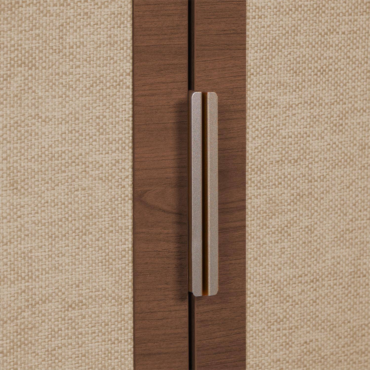 Mueble de TV vintage con decoración de madera y rejilla, 4 puertas, 160 cm, Etta, Nogal, 160x39.5x50 cm,sweeek,Photo7