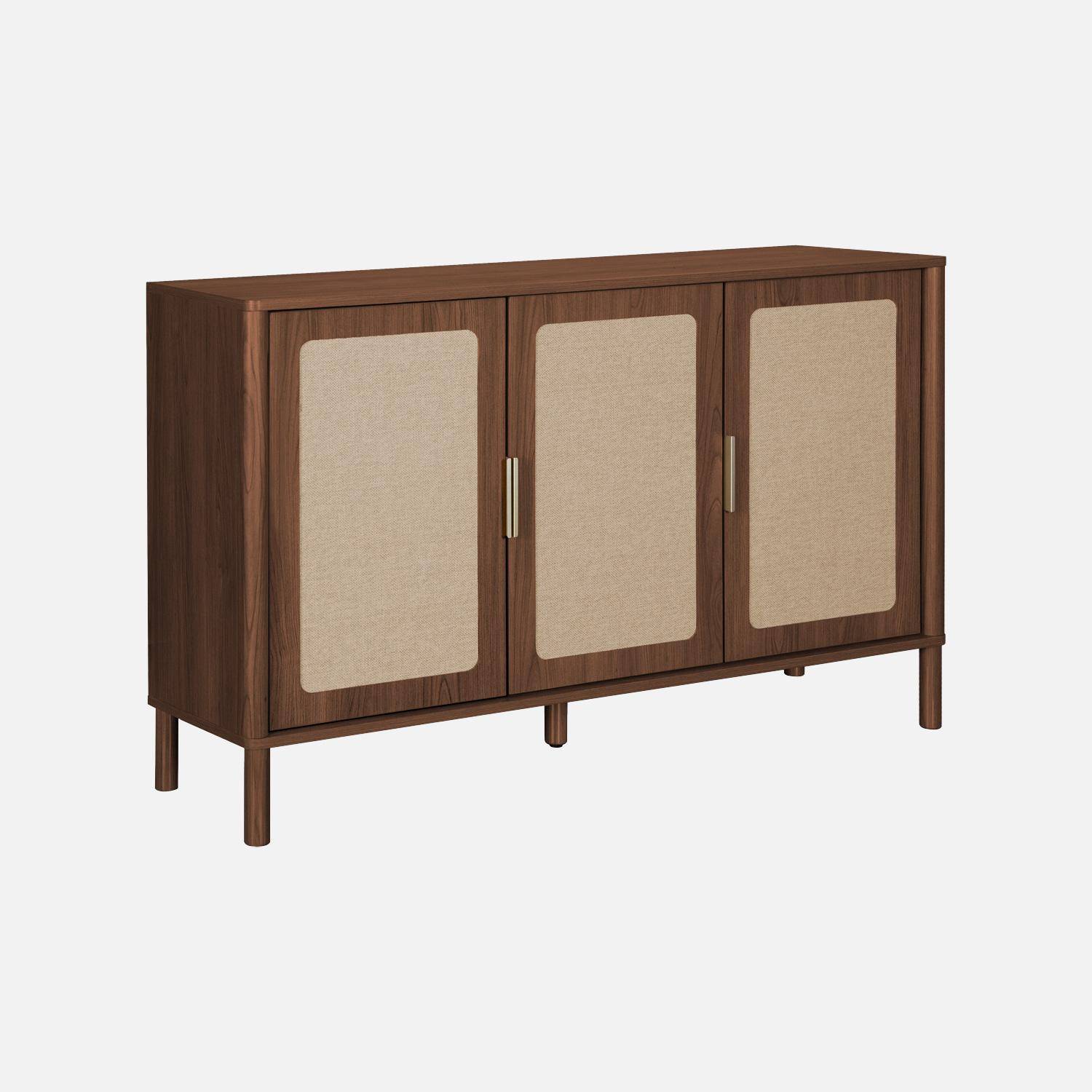 Buffet vintage décor bois et cannage 3 portes 120cm noyer - Etta,sweeek,Photo2