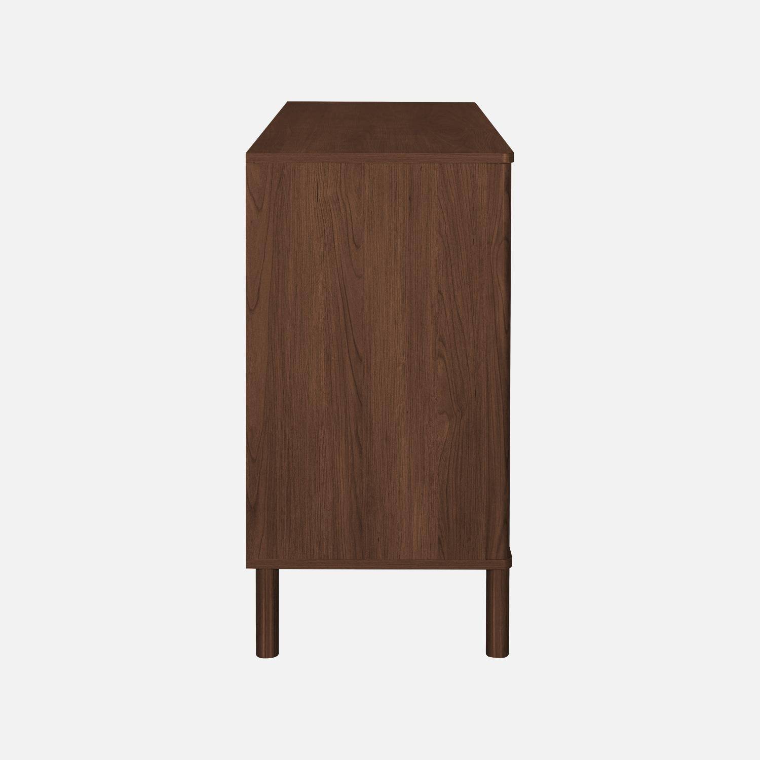 Aparador vintage de madera y rejilla con 3 puertas, 120cm, Etta, Nogal, 120x39.5x78 cm,sweeek,Photo5