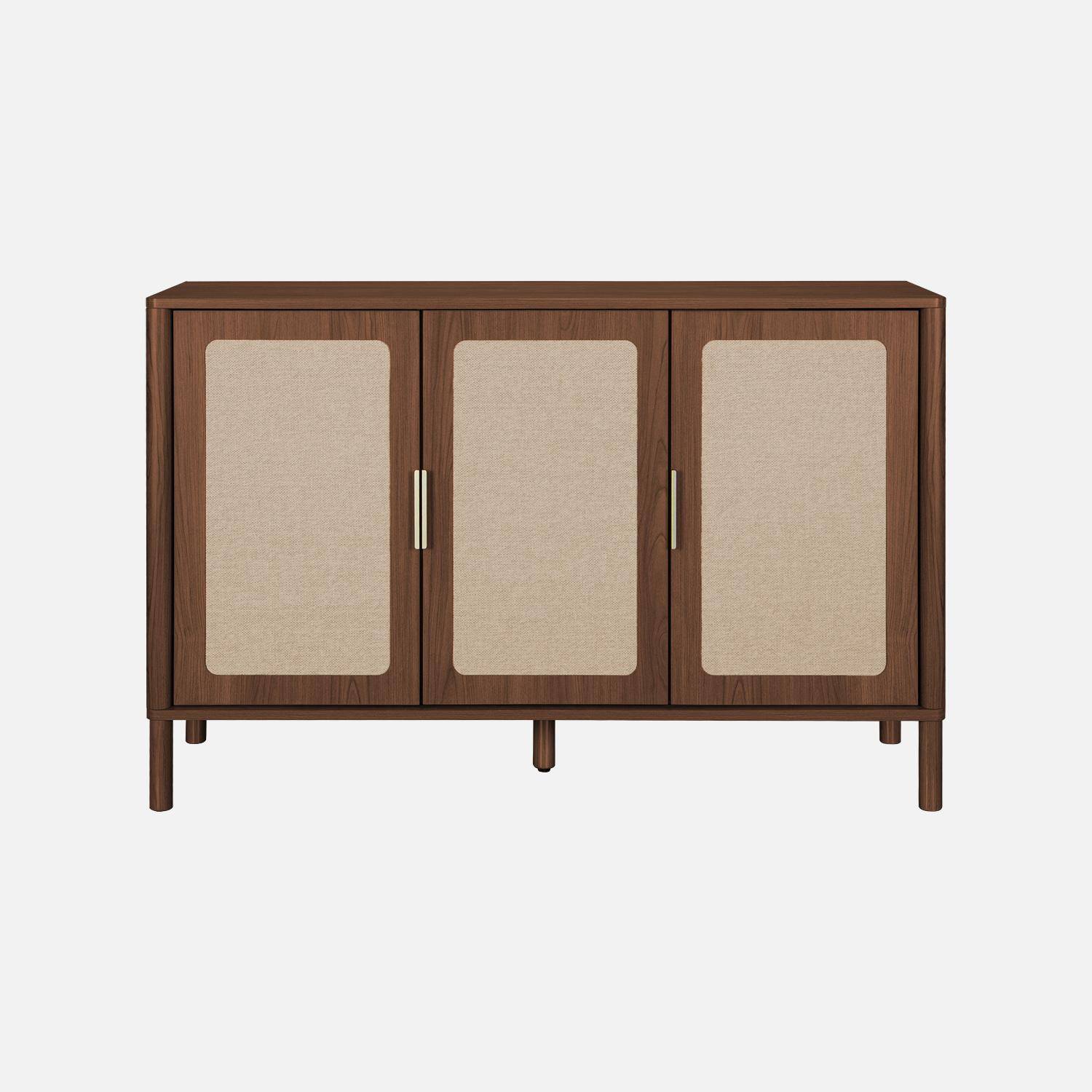 Buffet vintage décor bois et cannage 3 portes 120cm noyer - Etta,sweeek,Photo4