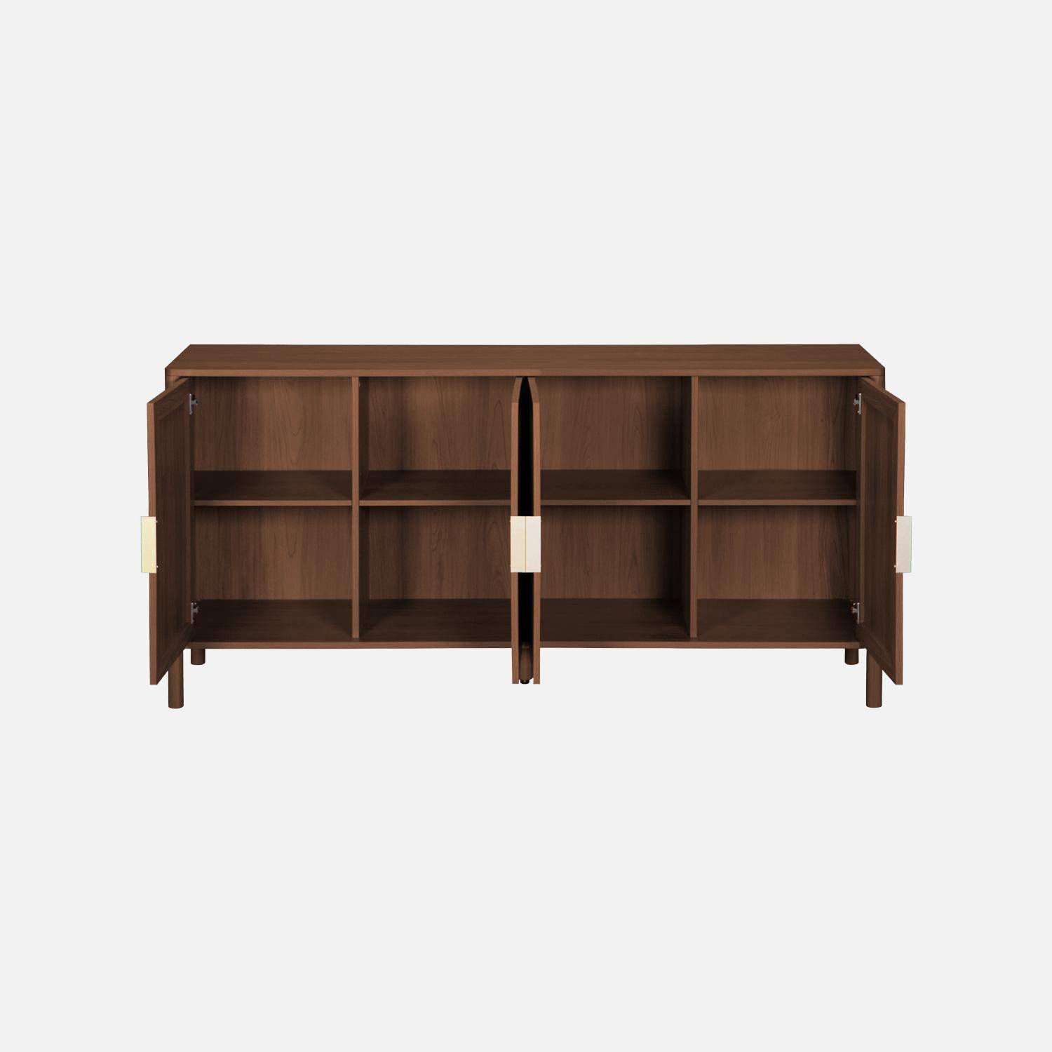 Buffet vintage décor bois et cannage 4 portes 160cm noyer - Etta,sweeek,Photo5