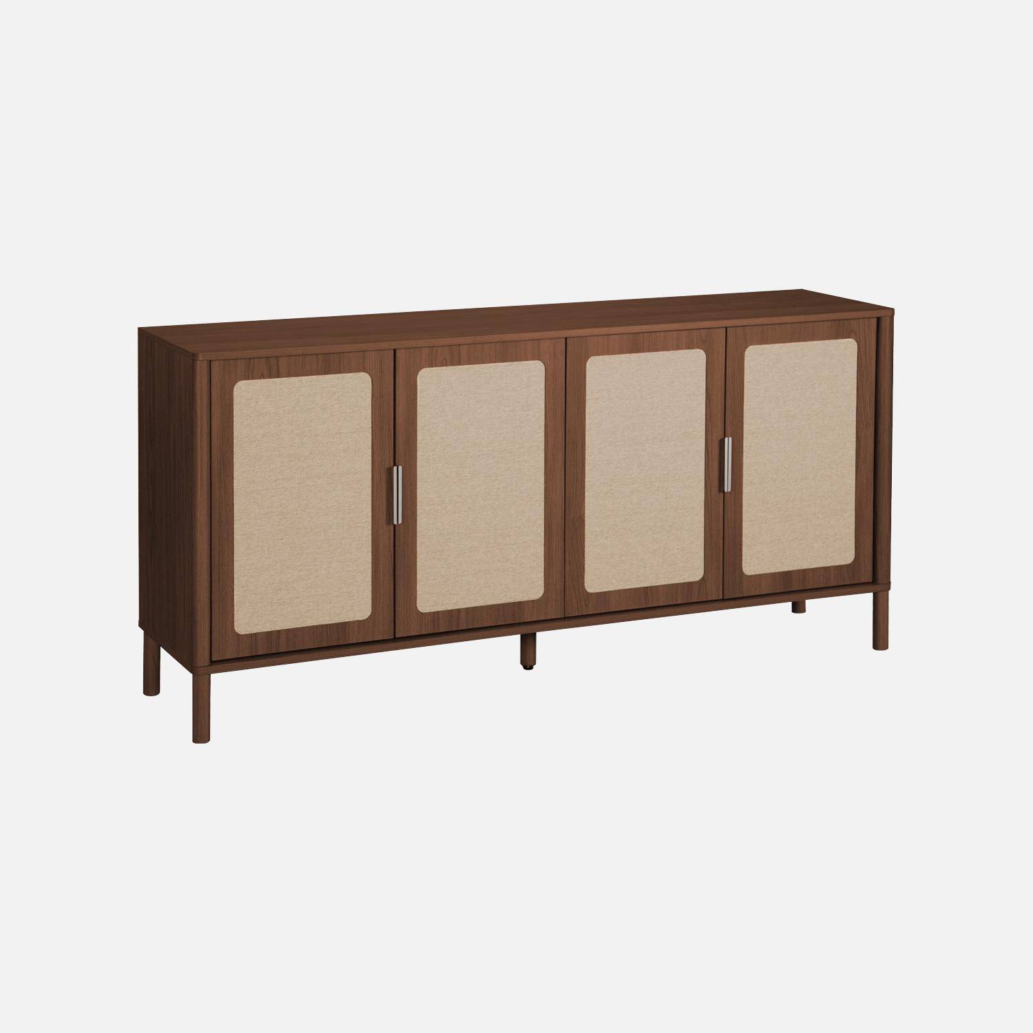 Buffet vintage décor bois et cannage 4 portes 160cm noyer - Etta,sweeek,Photo2