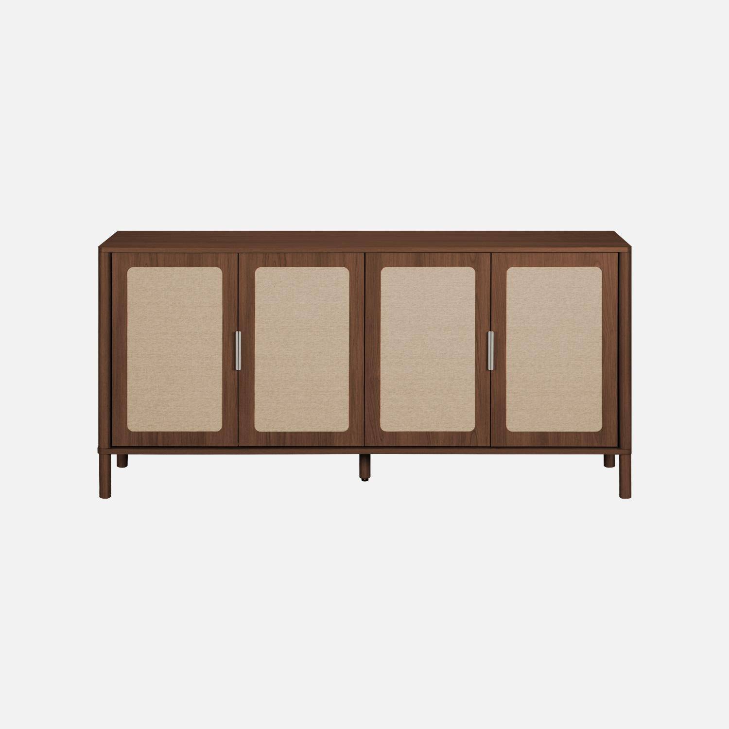 Buffet vintage décor bois et cannage 4 portes 160cm noyer - Etta,sweeek,Photo4