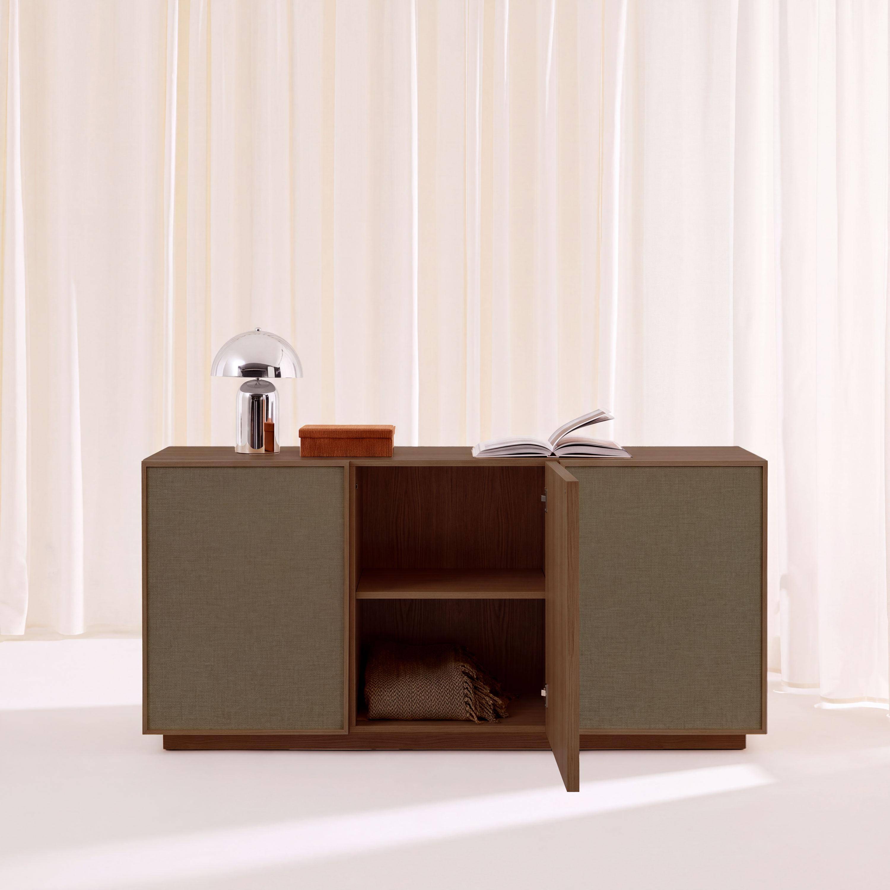 Buffet décor bois et tissu 3 portes 160cm noyer - Kuba Photo2