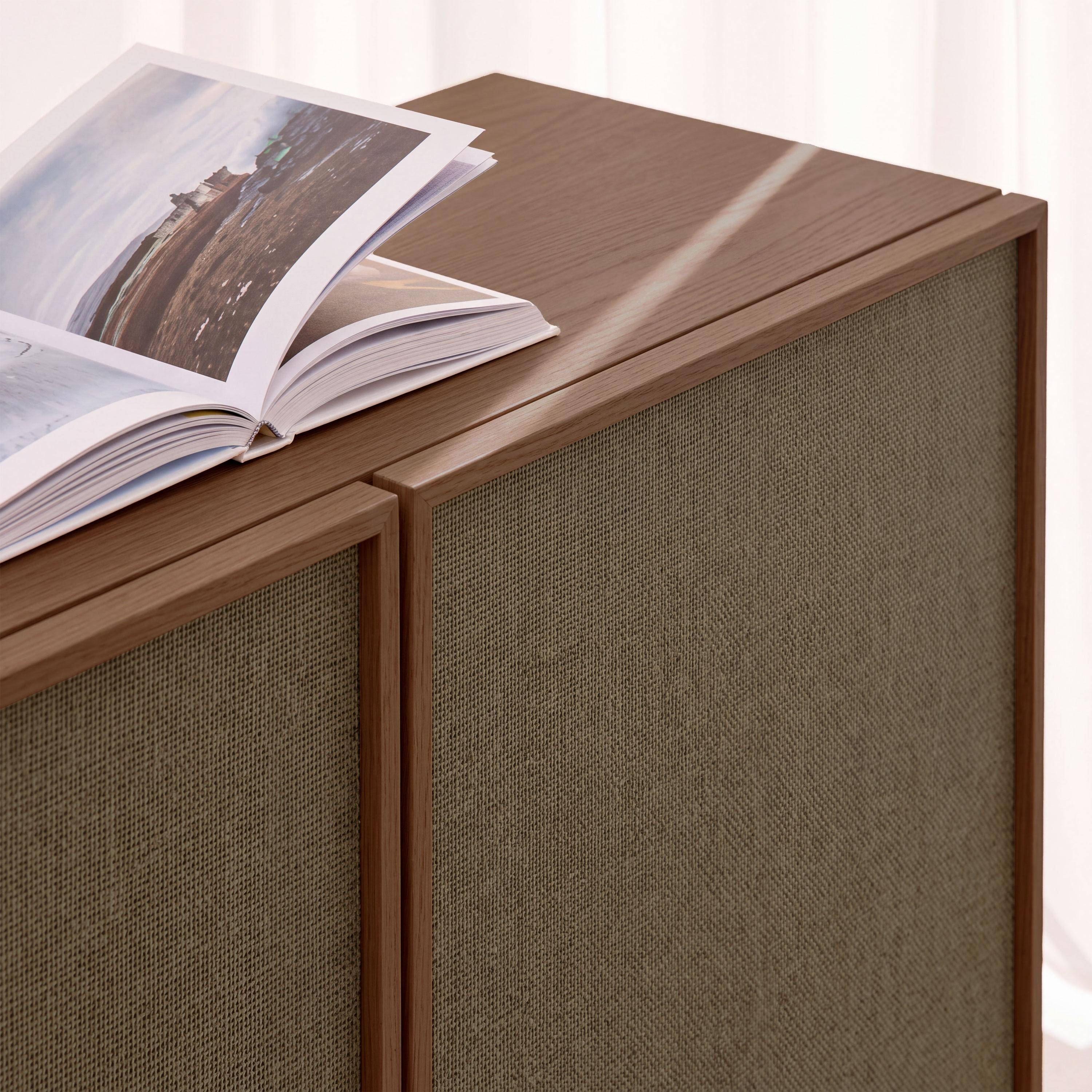 Buffet décor bois et tissu 3 portes 160cm noyer - Kuba Photo3