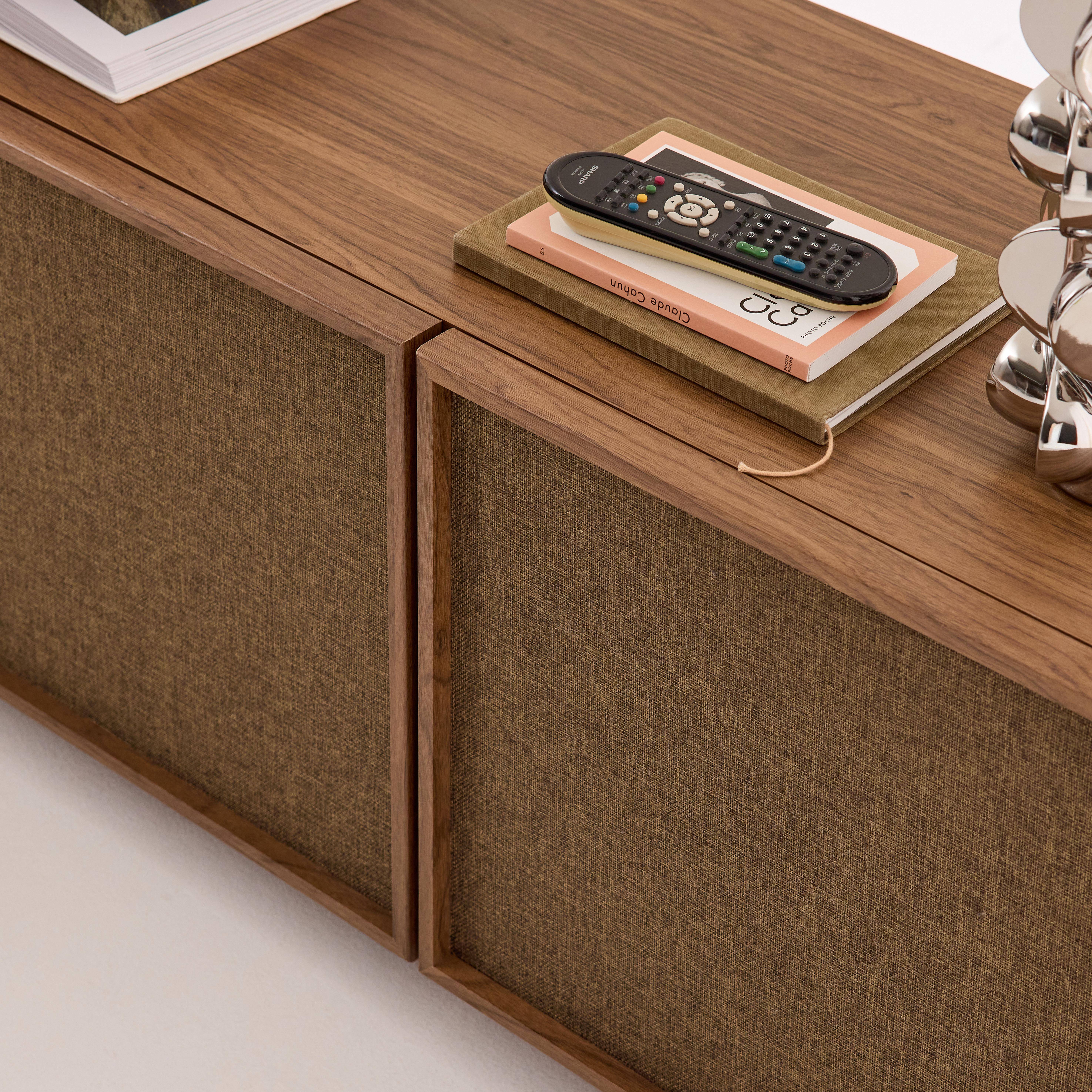 Tv-meubel houtdecor en stof 3 deuren 140cm walnoot - Kuba Photo5