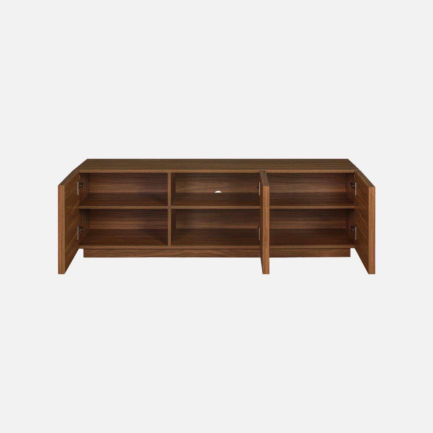 Meuble TV décor bois et tissu 3 portes 140cm noyer - Kuba,sweeek,Photo3