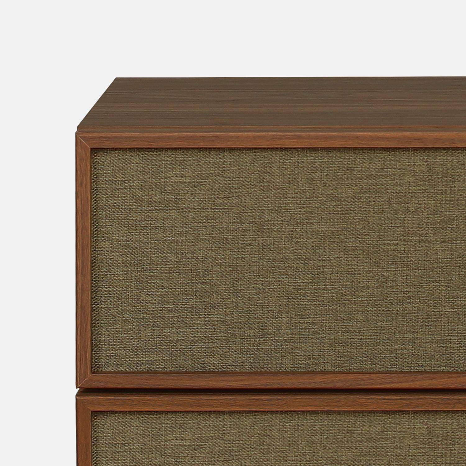 Bureau décor bois et tissu 2 portes 2 tiroirs 1 niche 140cm noyer - Kuba,sweeek,Photo6
