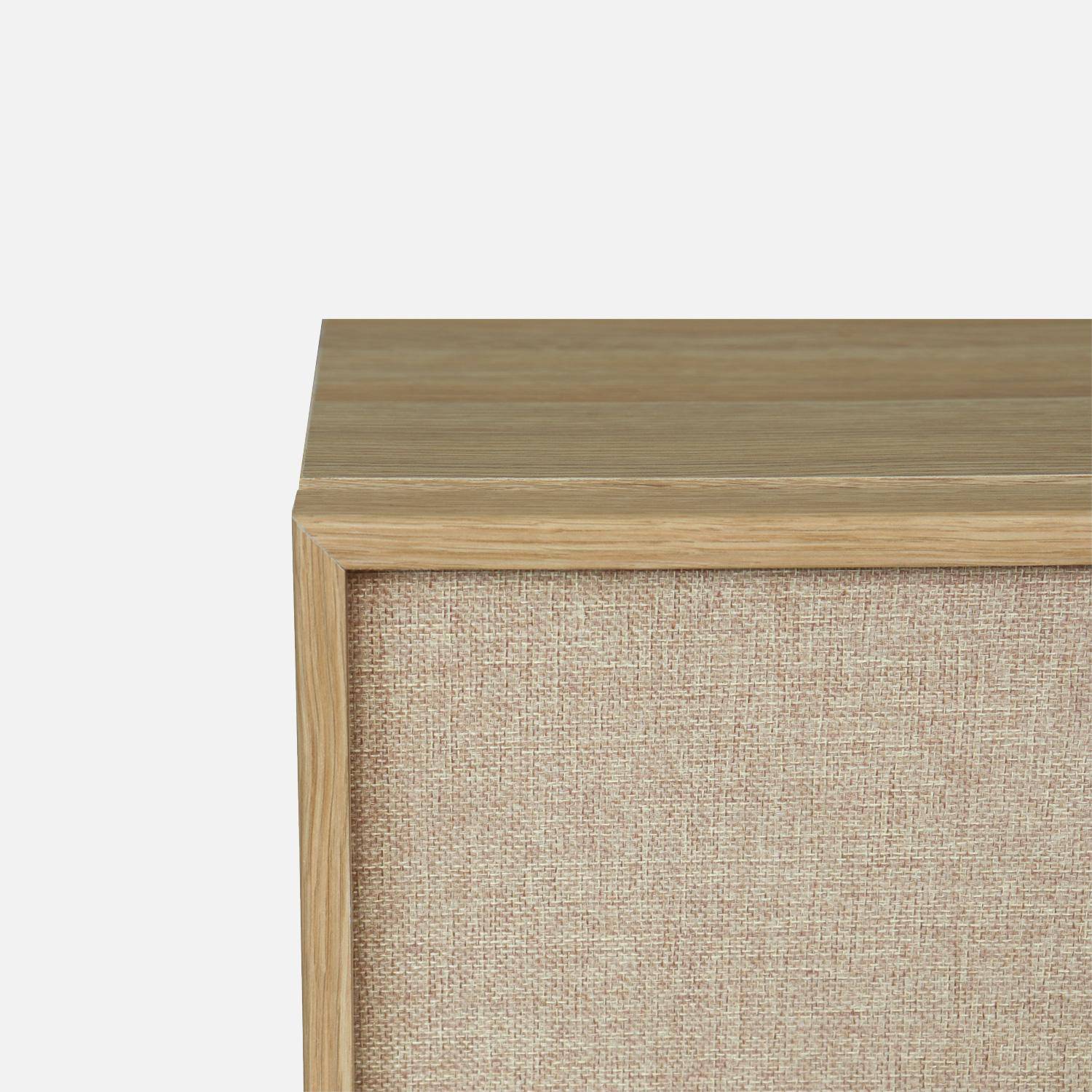 Lot de 2 tables de chevet décor bois et tissu 2 tiroirs naturel - Kuba,sweeek,Photo6