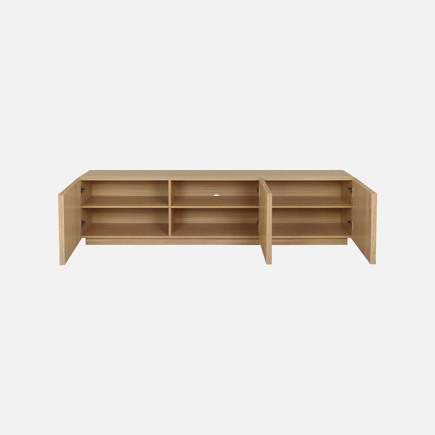 Szafka RTV w kolorze naturalnego drewna i tkaniny 3 drzwi 180 cm - Kuba Photo4