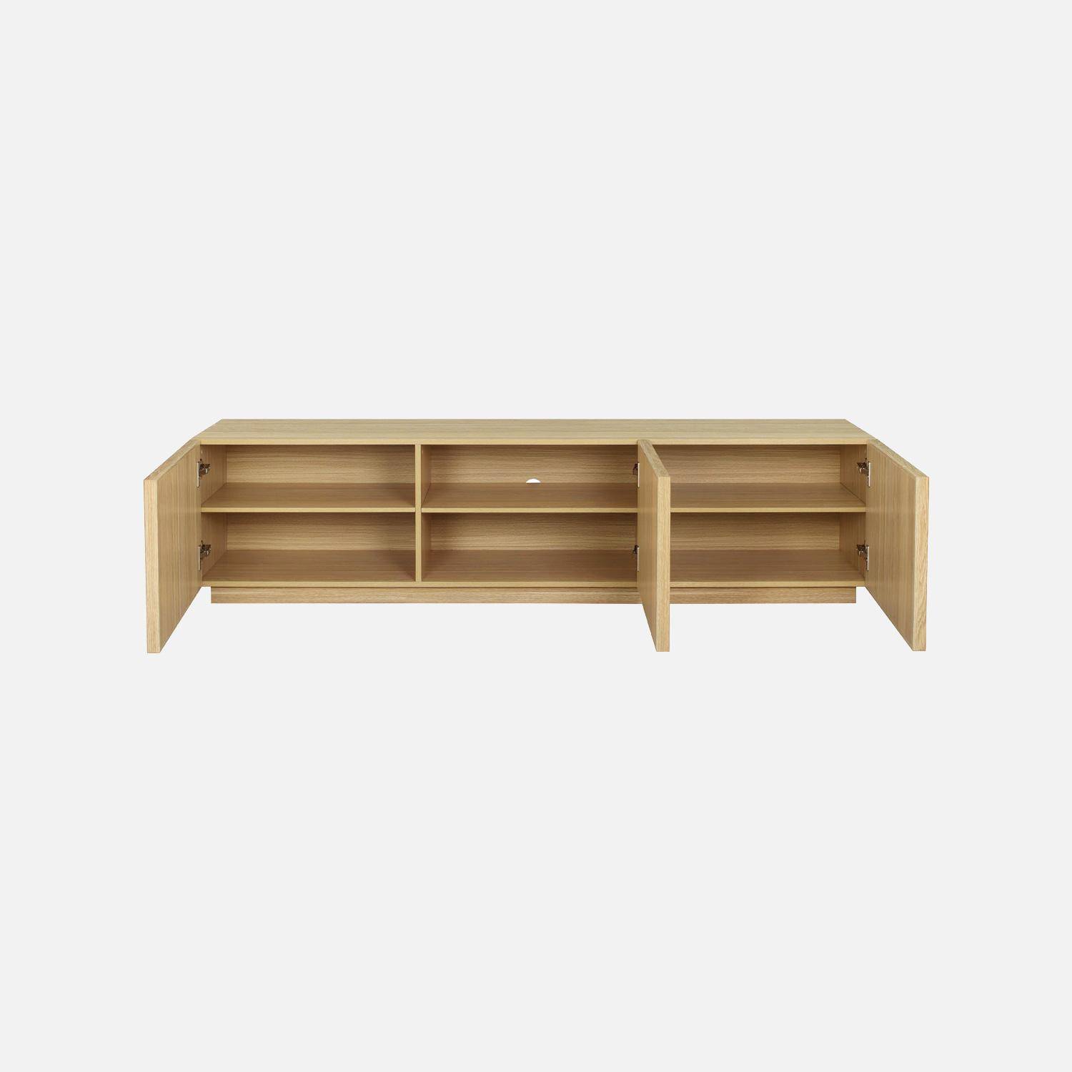 Meuble TV décor bois et tissu 3 portes 180cm naturel - Kuba,sweeek,Photo4
