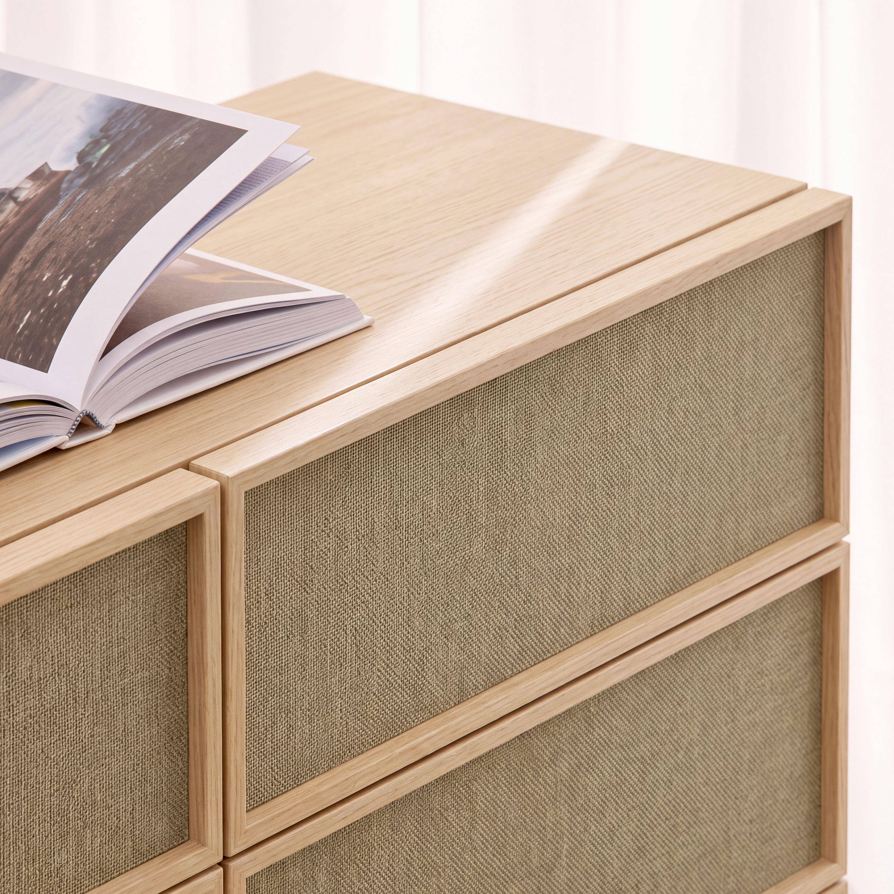 Commode de rangement décor bois et tissu 6 tiroirs naturel - Kuba,sweeek,Photo3