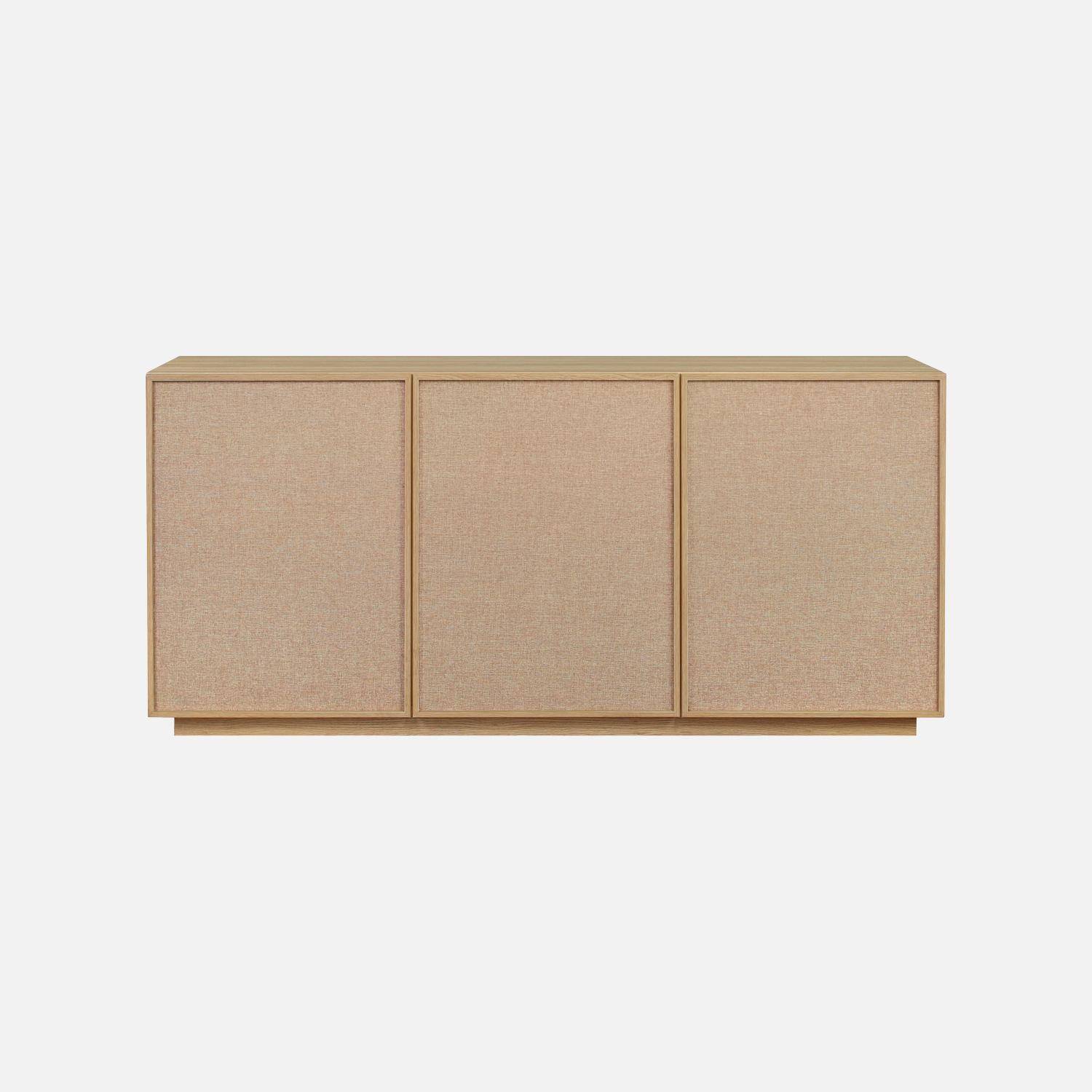 Buffet décor bois et tissu 3 portes 160cm naturel - Kuba Photo3