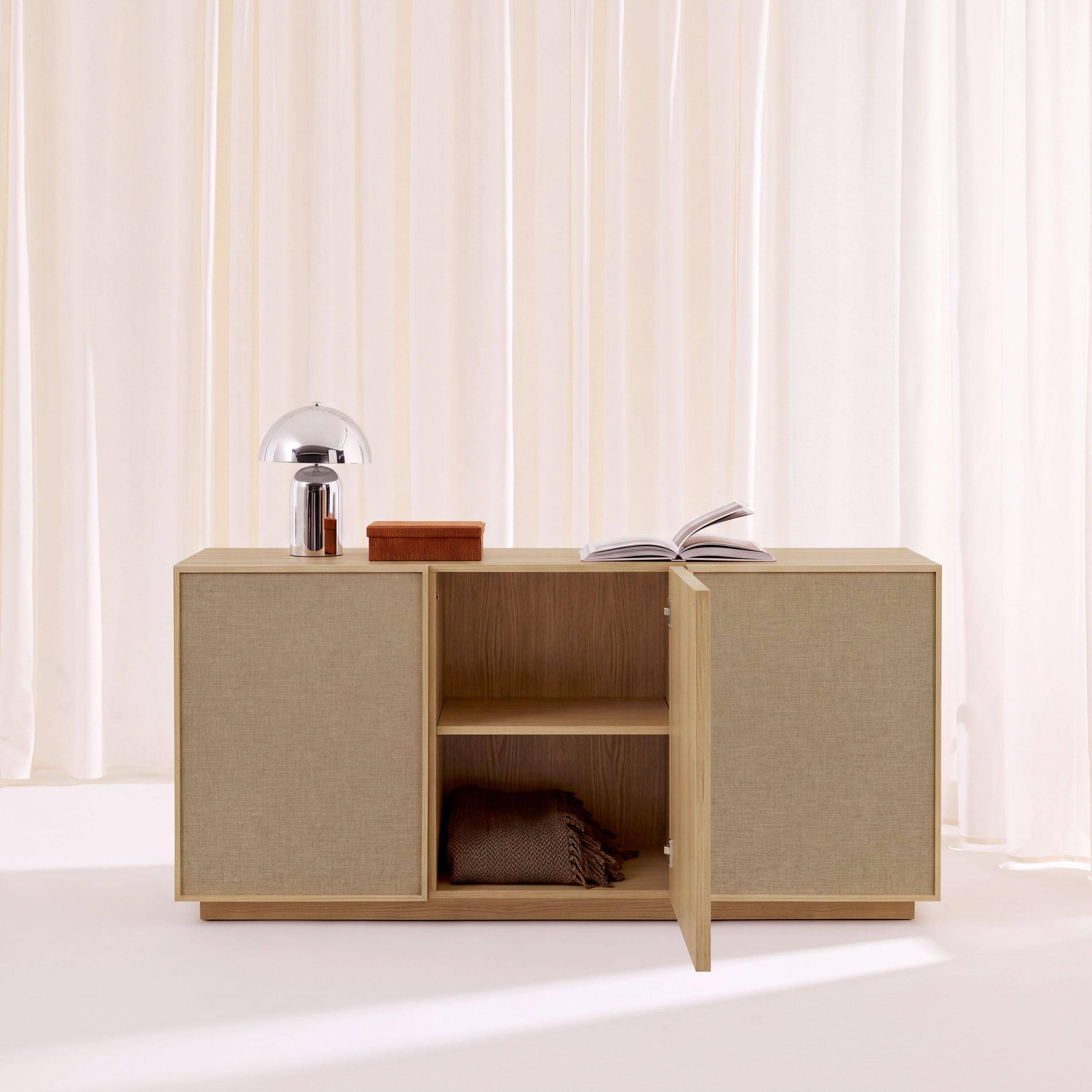 Buffet décor bois et tissu 3 portes 160cm naturel - Kuba Photo2