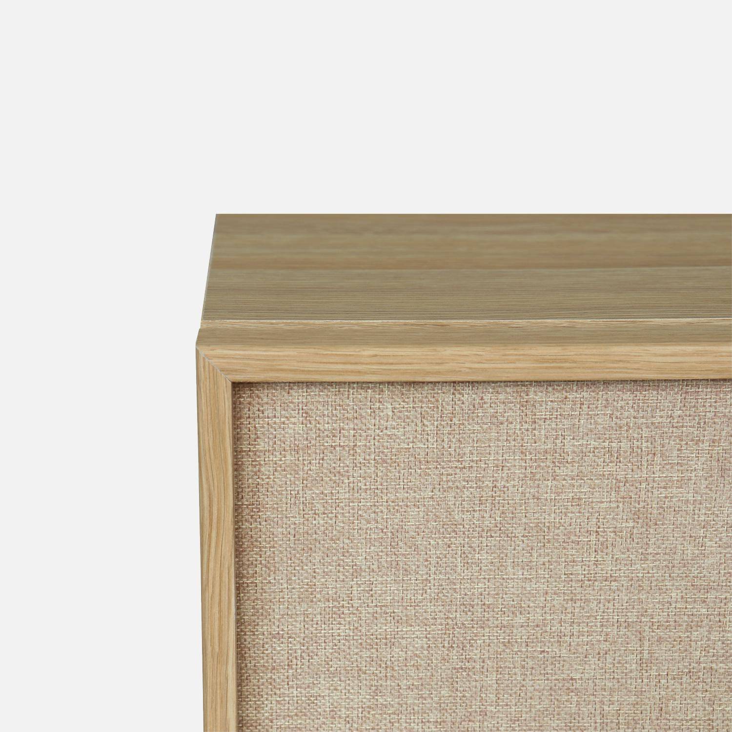 Commode de rangement décor bois et tissu 4 tiroirs naturel - Kuba Photo5