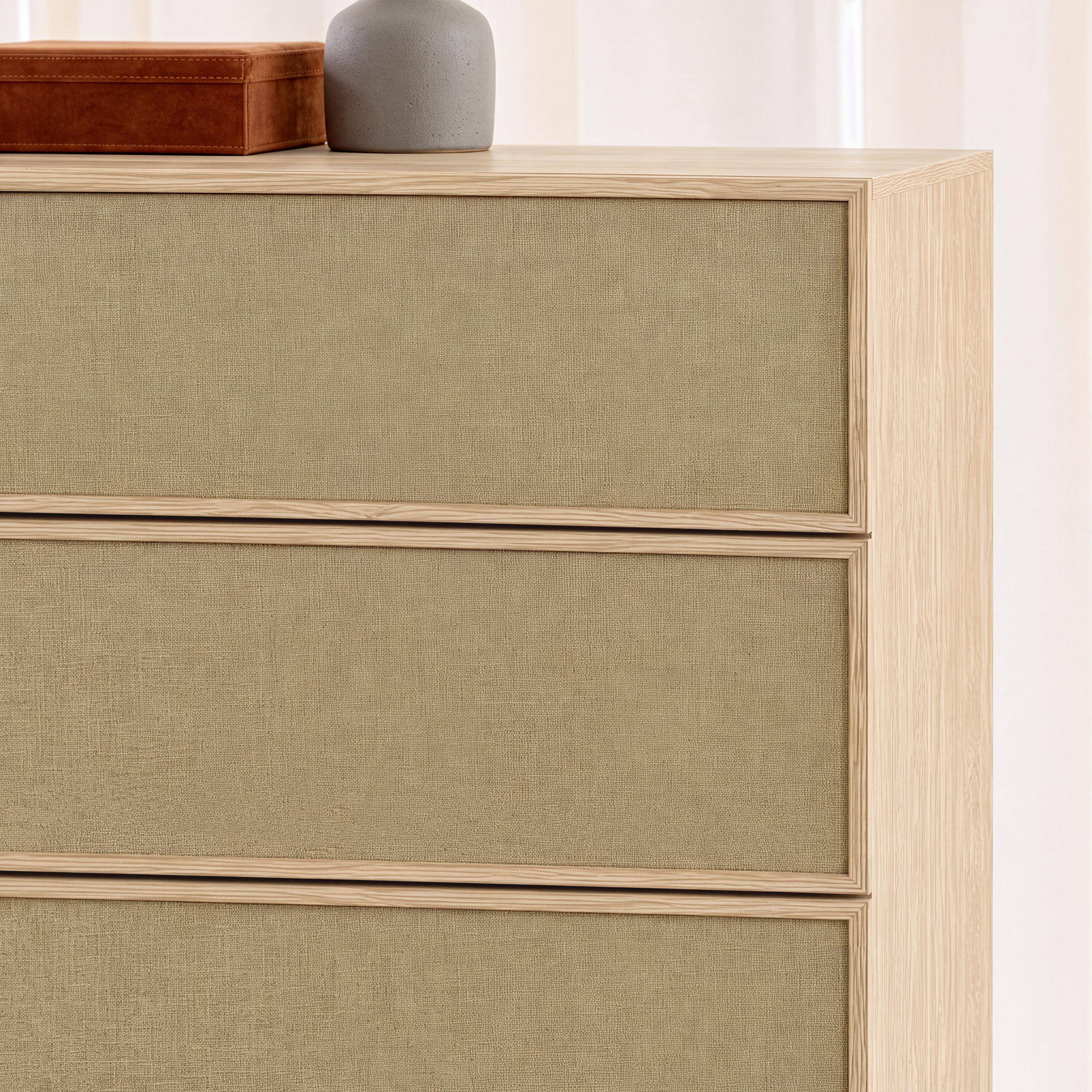 Commode de rangement décor bois et tissu 4 tiroirs naturel - Kuba,sweeek,Photo4