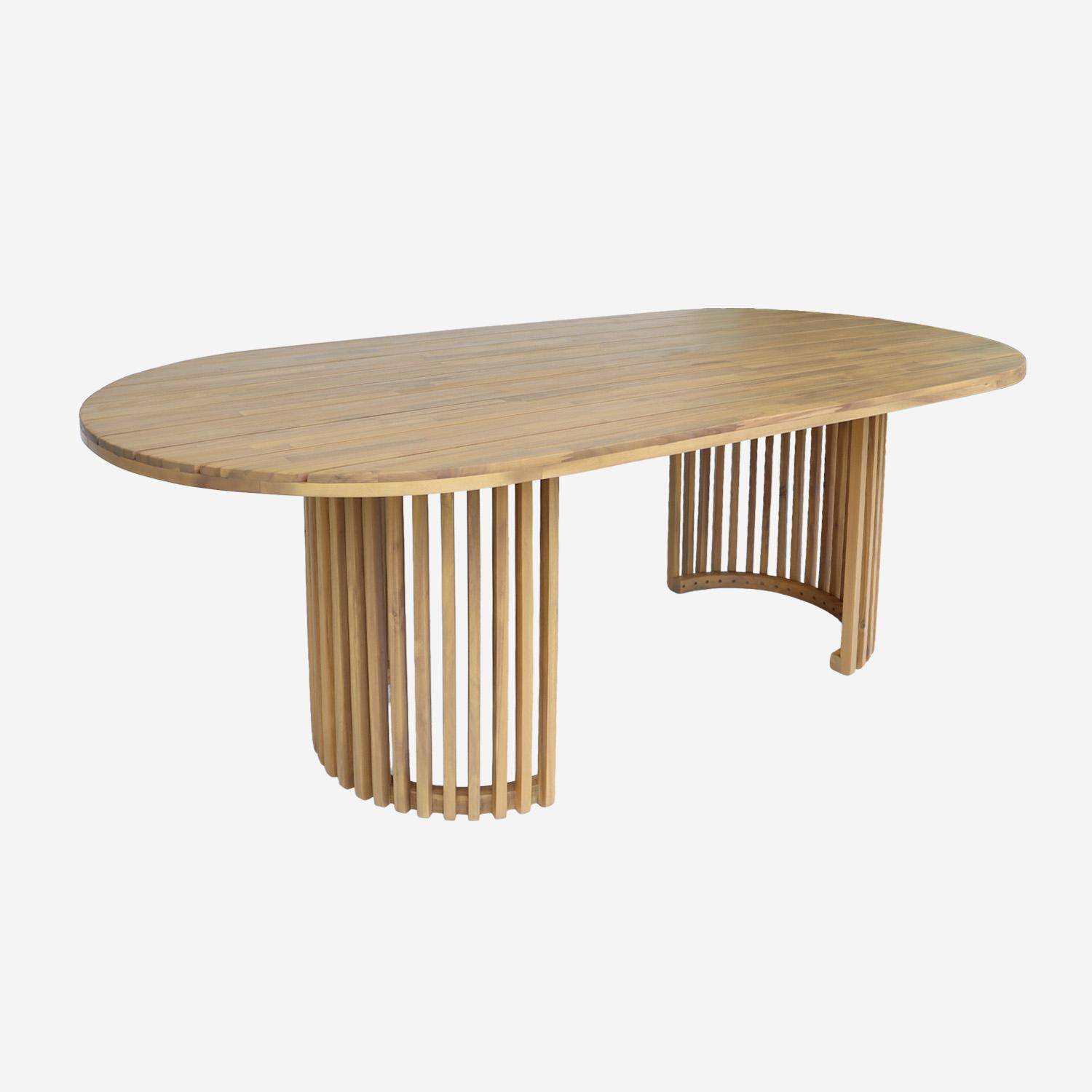 Comjunto mesa de jardín de madera de acacia con 6 sillas  Natural - 220x100x76 cm Photo3