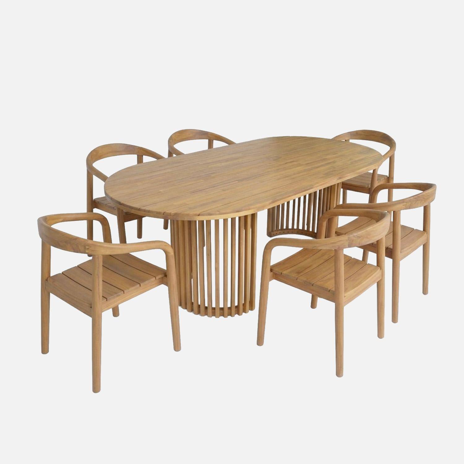 Comjunto mesa de jardín de madera de acacia con 6 sillas  Natural - 220x100x76 cm Photo1
