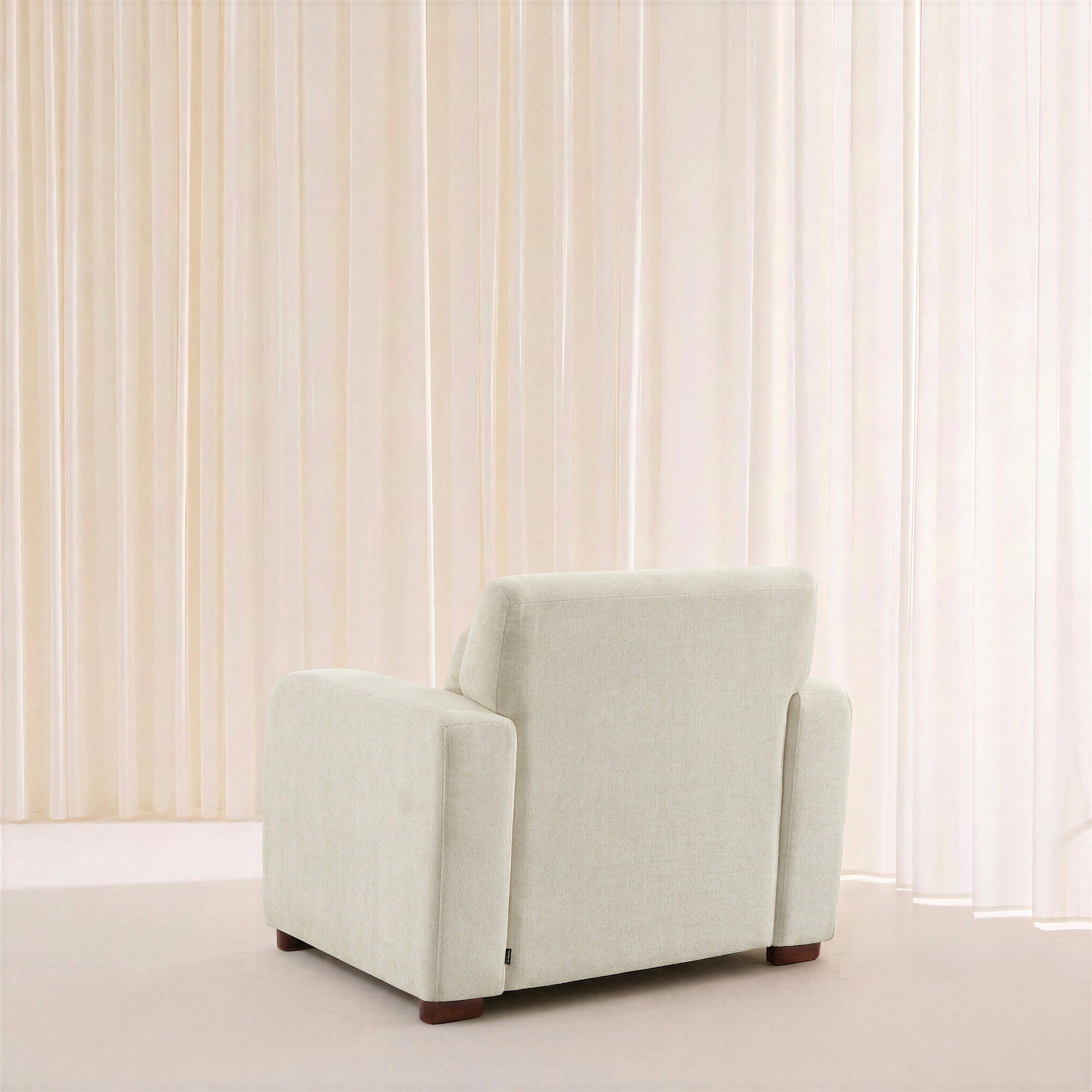 Sillón de tela con patas de madera de hevea Blanco roto - 95x94x83 cm,sweeek,Photo3
