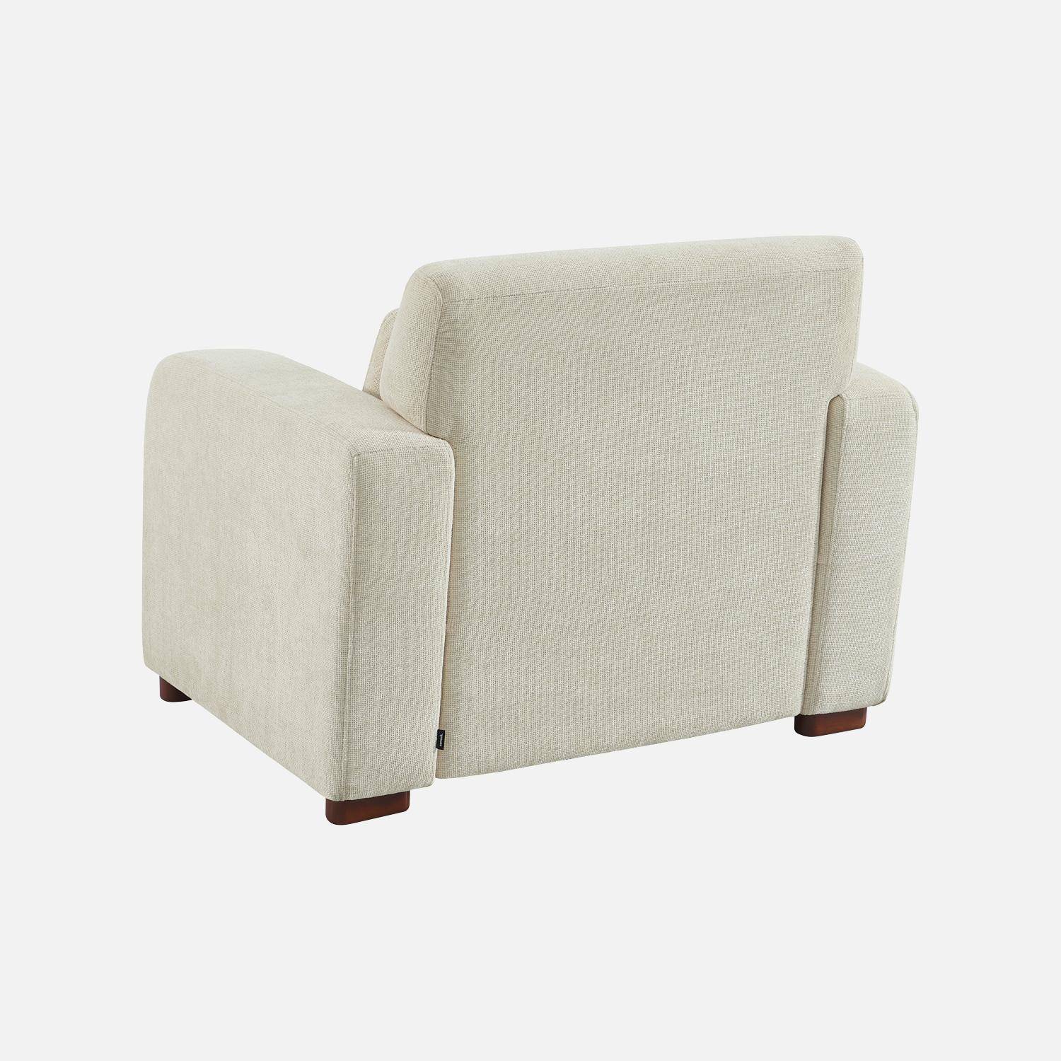Fauteuil tissu pieds en bois d'hévéa 1 place blanc cassé - Dany,sweeek,Photo4