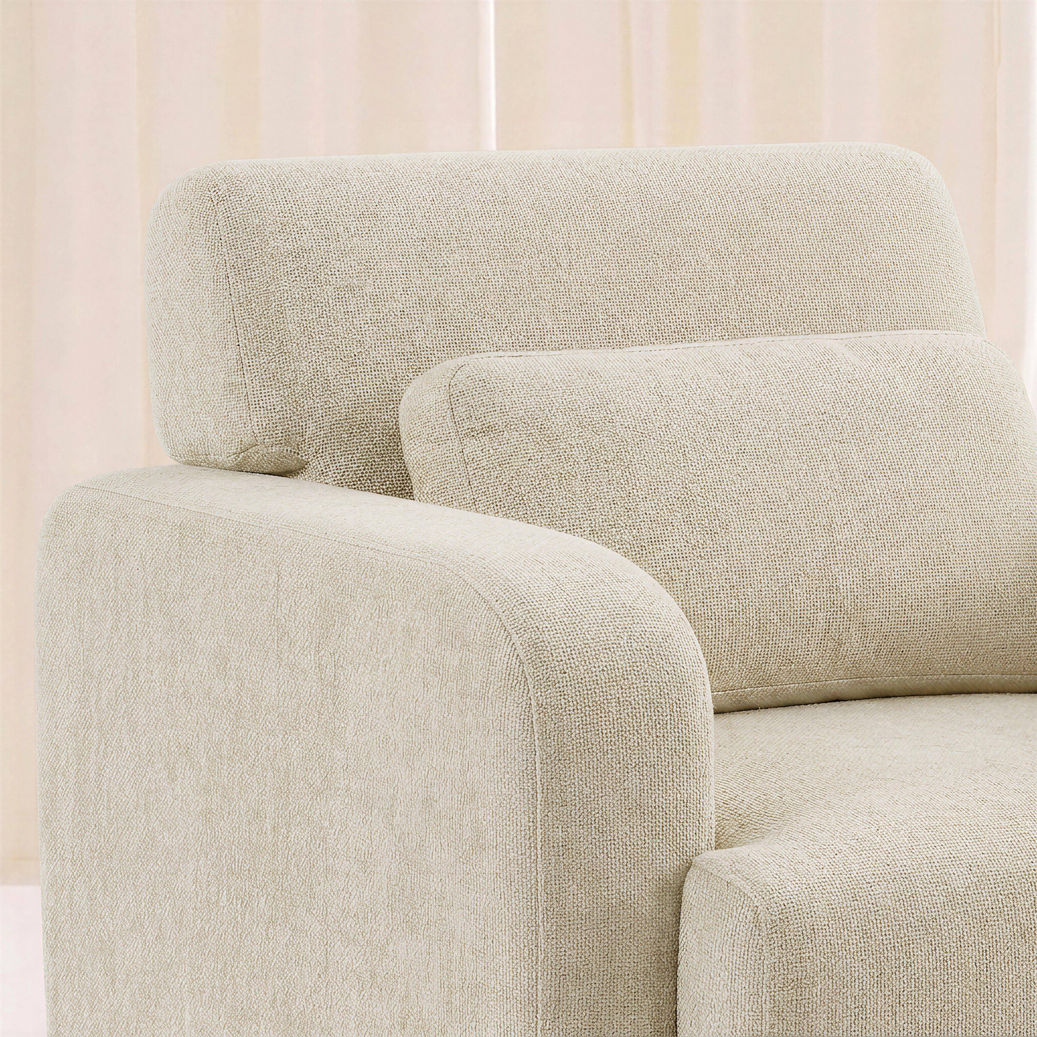 Sillón de tela con patas de madera de hevea Blanco roto - 95x94x83 cm Photo4