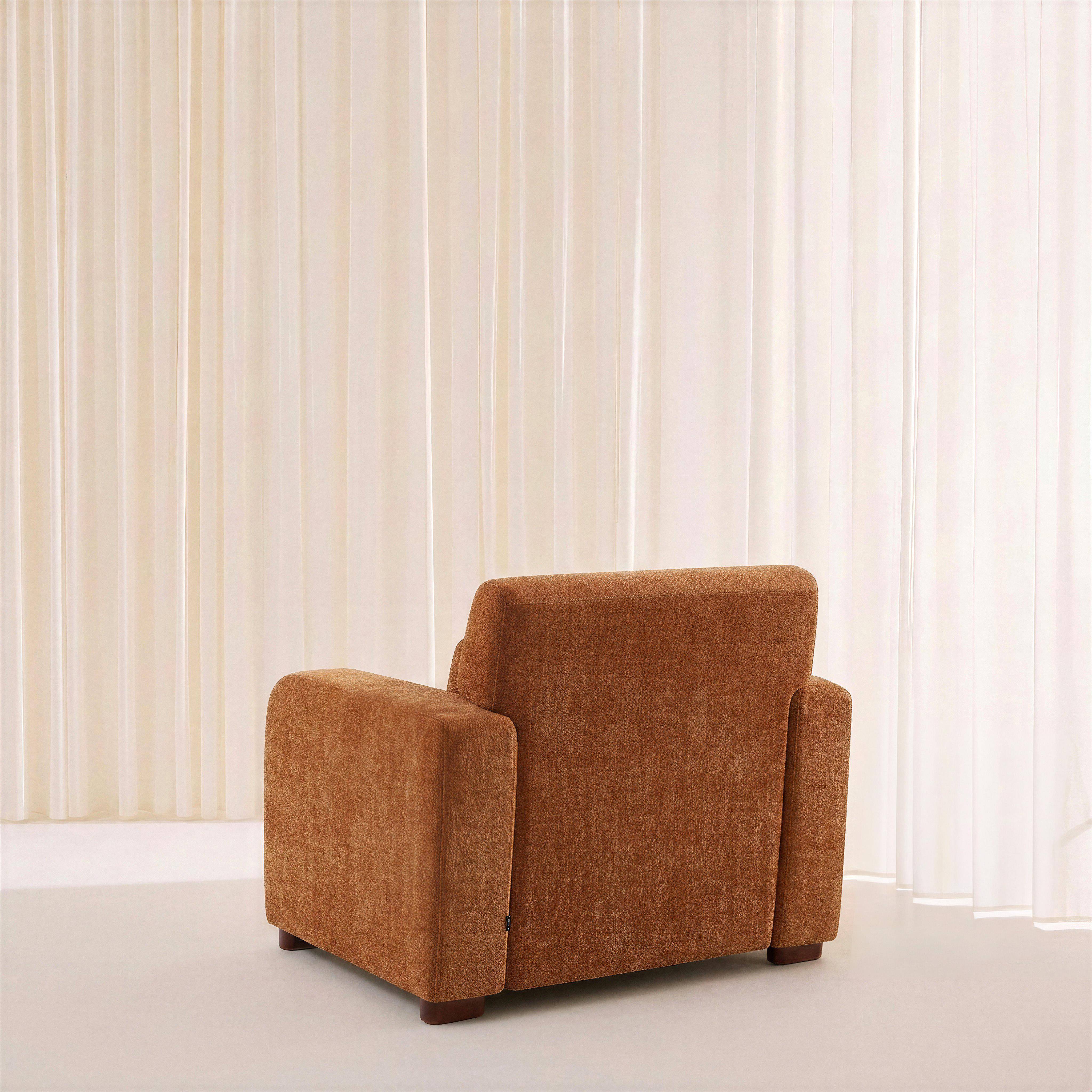 Sillón de tela con patas de madera de hevea Óxido - 95x94x83 cm,sweeek,Photo3