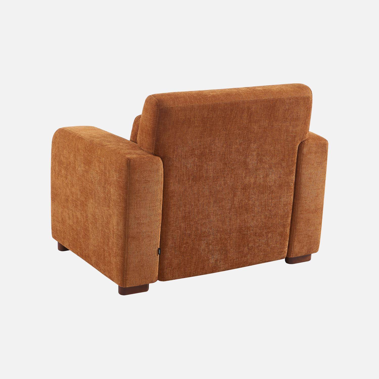 Fauteuil tissu pieds en bois d'hévéa 1 place rouille - Dany,sweeek,Photo4