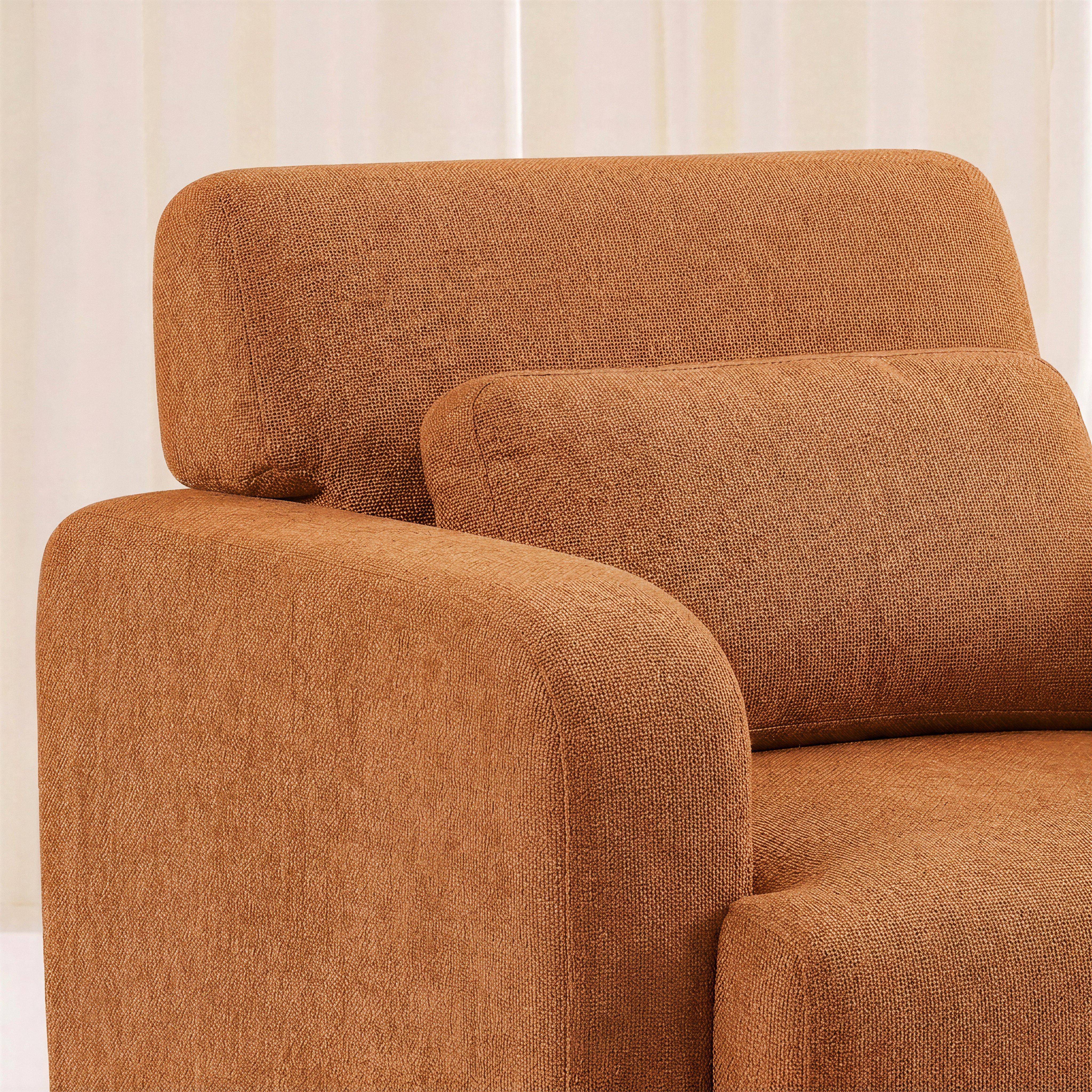 Sillón de tela con patas de madera de hevea Óxido - 95x94x83 cm Photo4