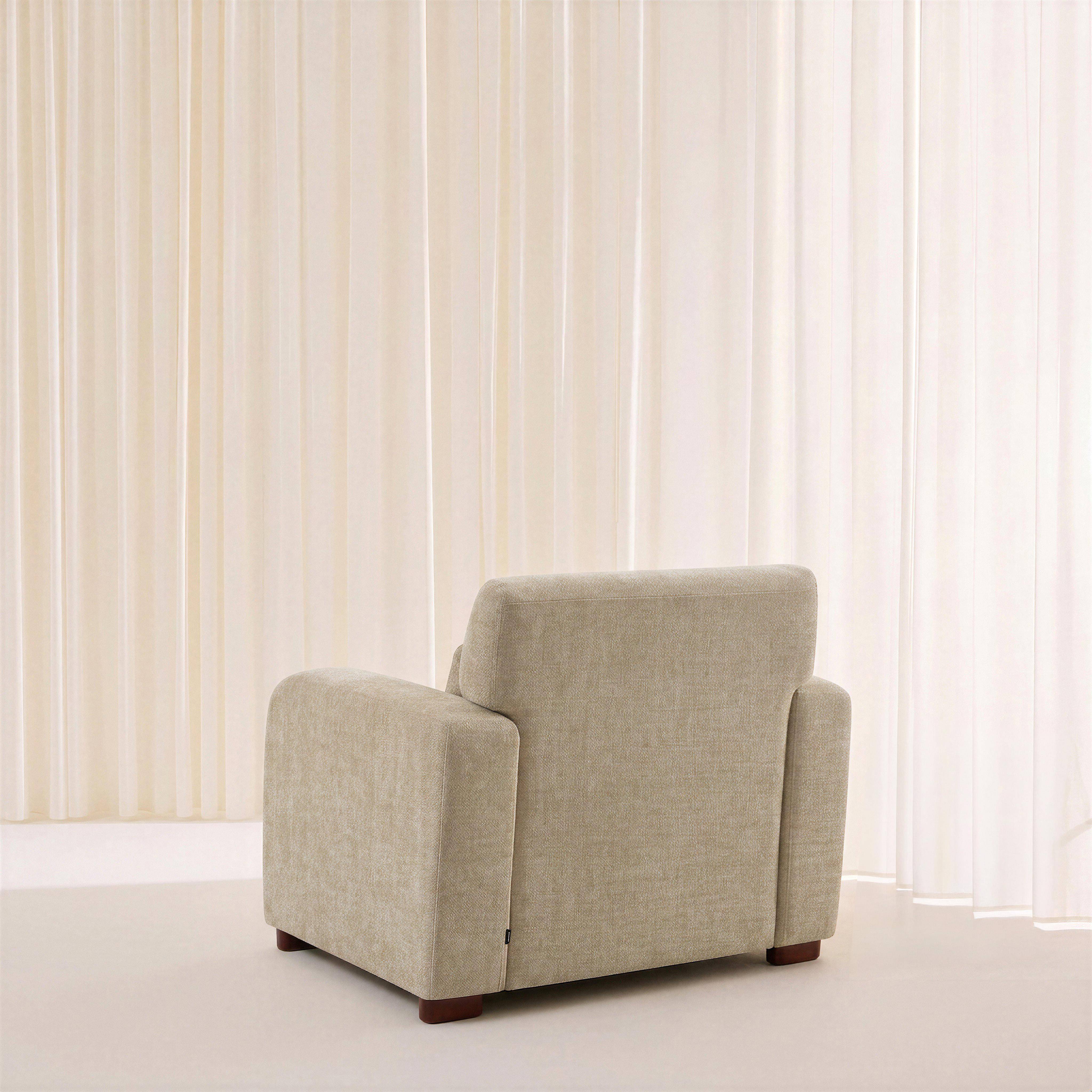 Poltrona in tessuto con gambe in legno di hevea Dany Beige - 95x94x83 cm,sweeek,Photo3