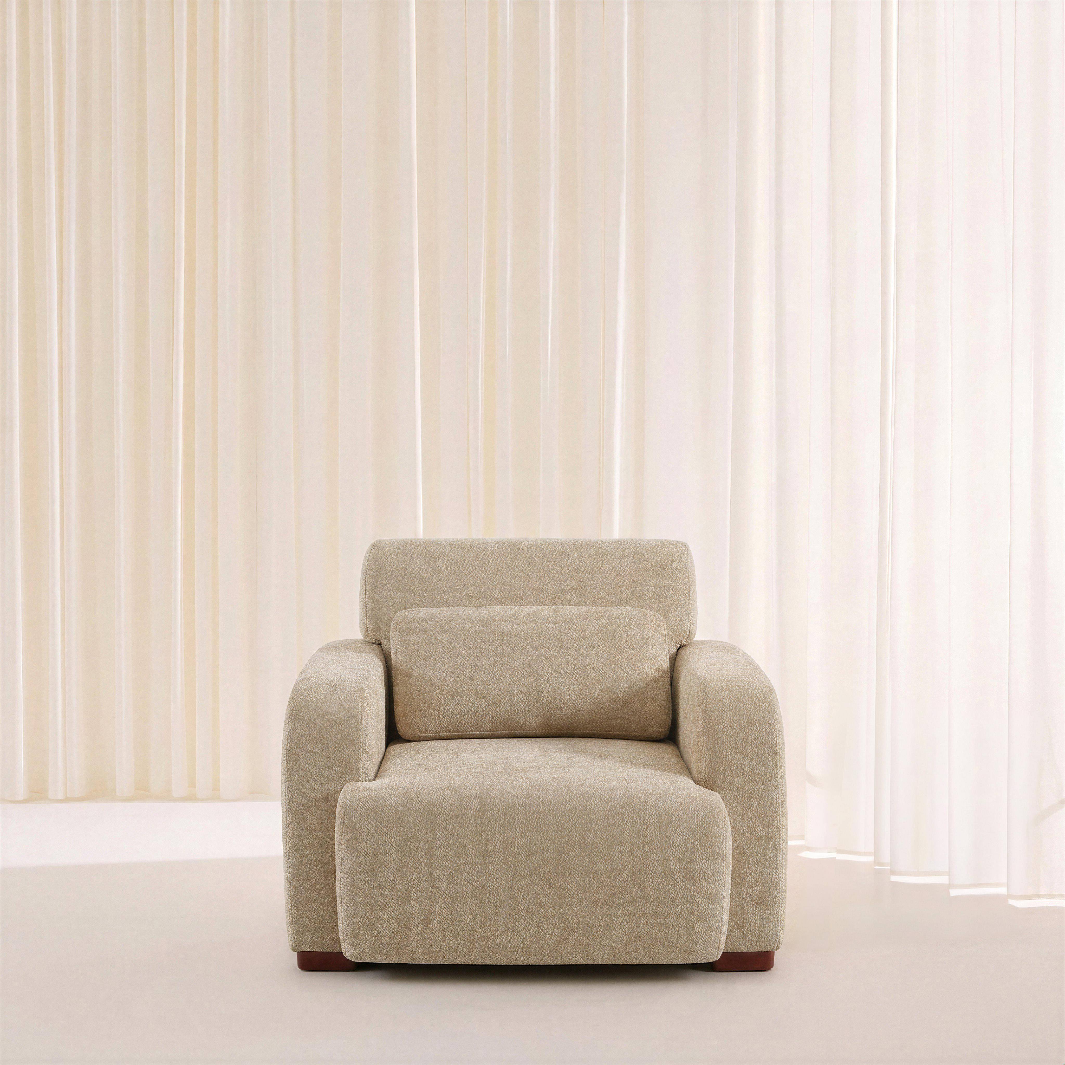 Poltrona in tessuto con gambe in legno di hevea Dany Beige - 95x94x83 cm Photo2