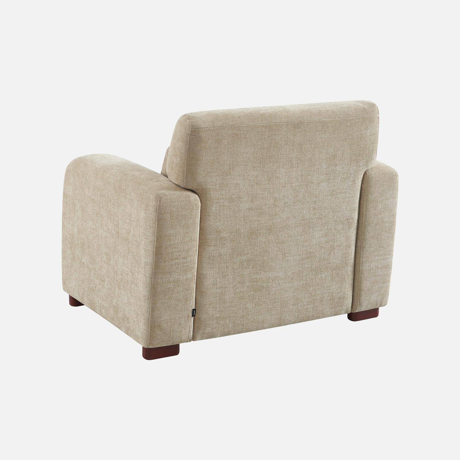 Fauteuil tissu pieds en bois d'hévéa 1 place beige - Dany,sweeek,Photo4