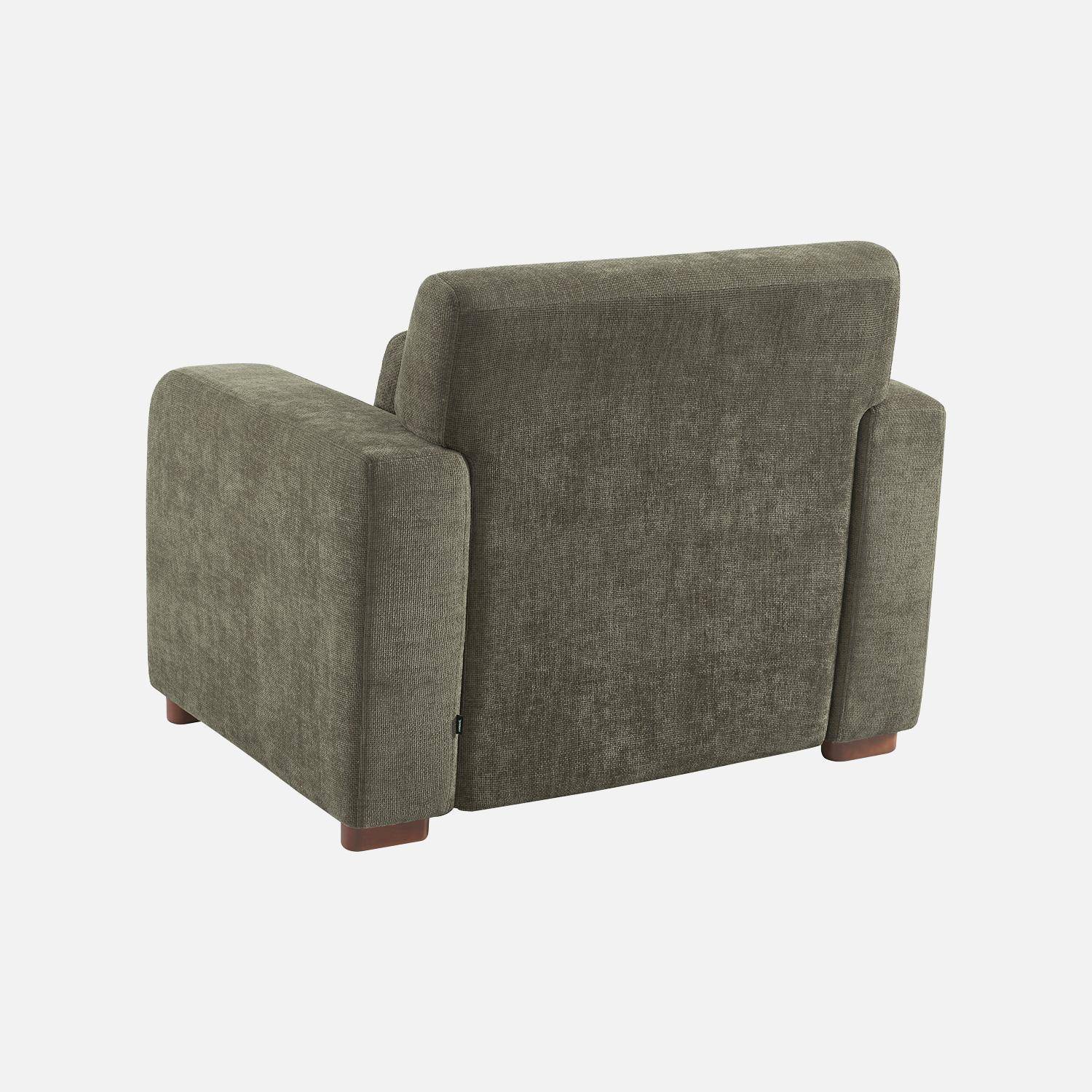 Fauteuil tissu pieds en bois d'hévéa 1 place vert de gris - Dany,sweeek,Photo4