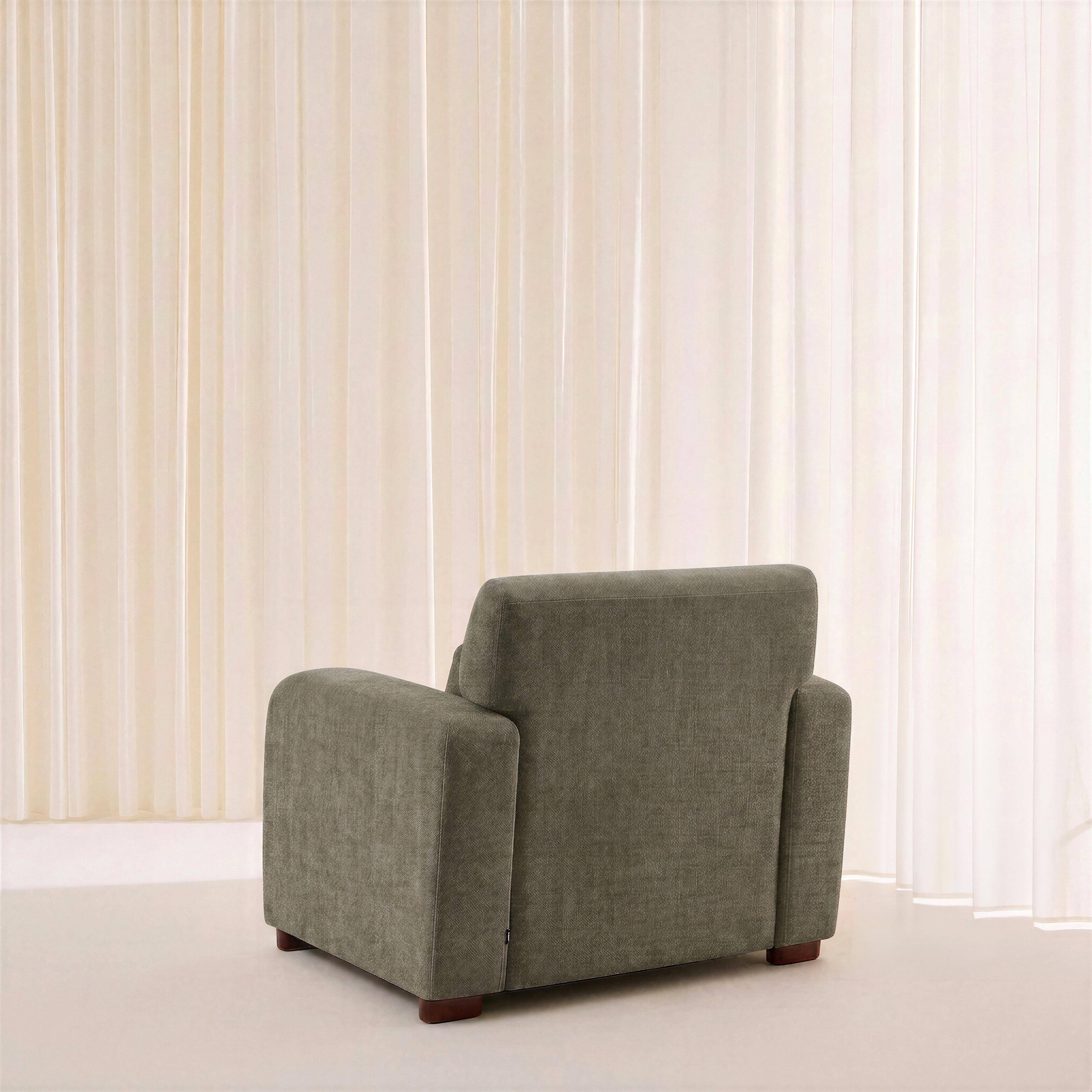 Sillón de tela con patas de madera de hevea Verde grisáceo - 95x94x83 cm,sweeek,Photo2
