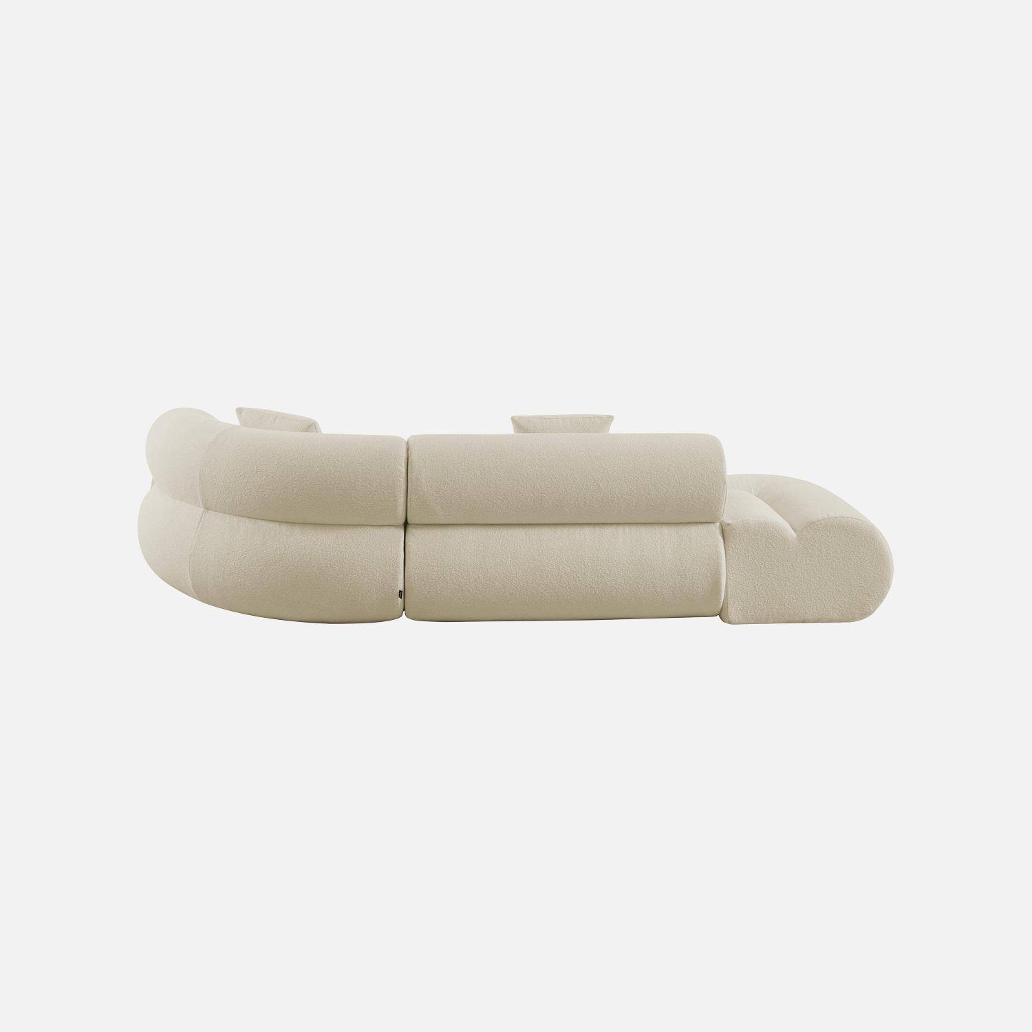 Sofá-cama orgânico em bouclé embalado a vácuo, 3 lugares, Iconik boucle, Branco, 281x154x68 cm,sweeek,Photo5