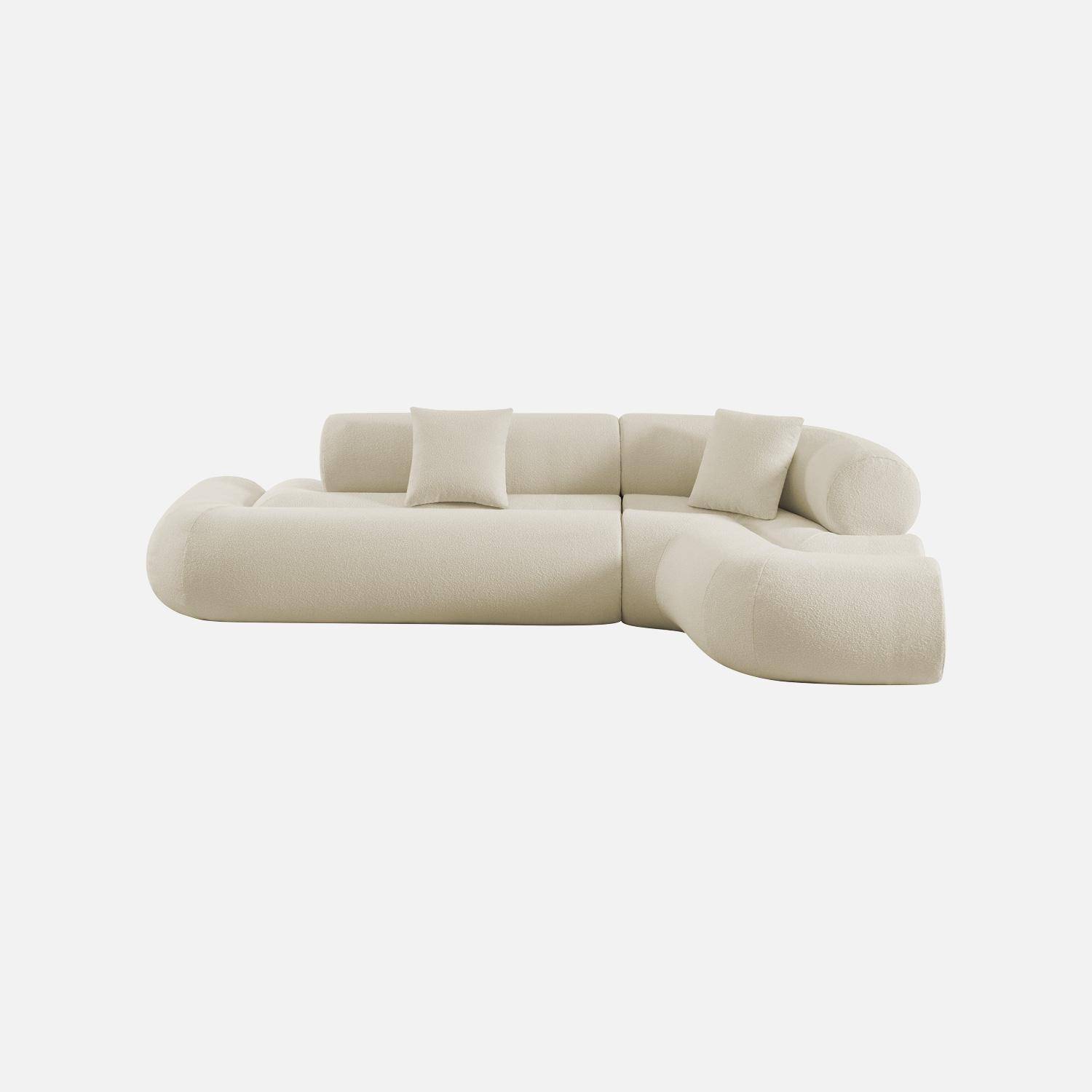 Sofá- cama orgânico bouclé com 3 lugares, Iconik boucle, Branco, 281x154x68 cm Photo2