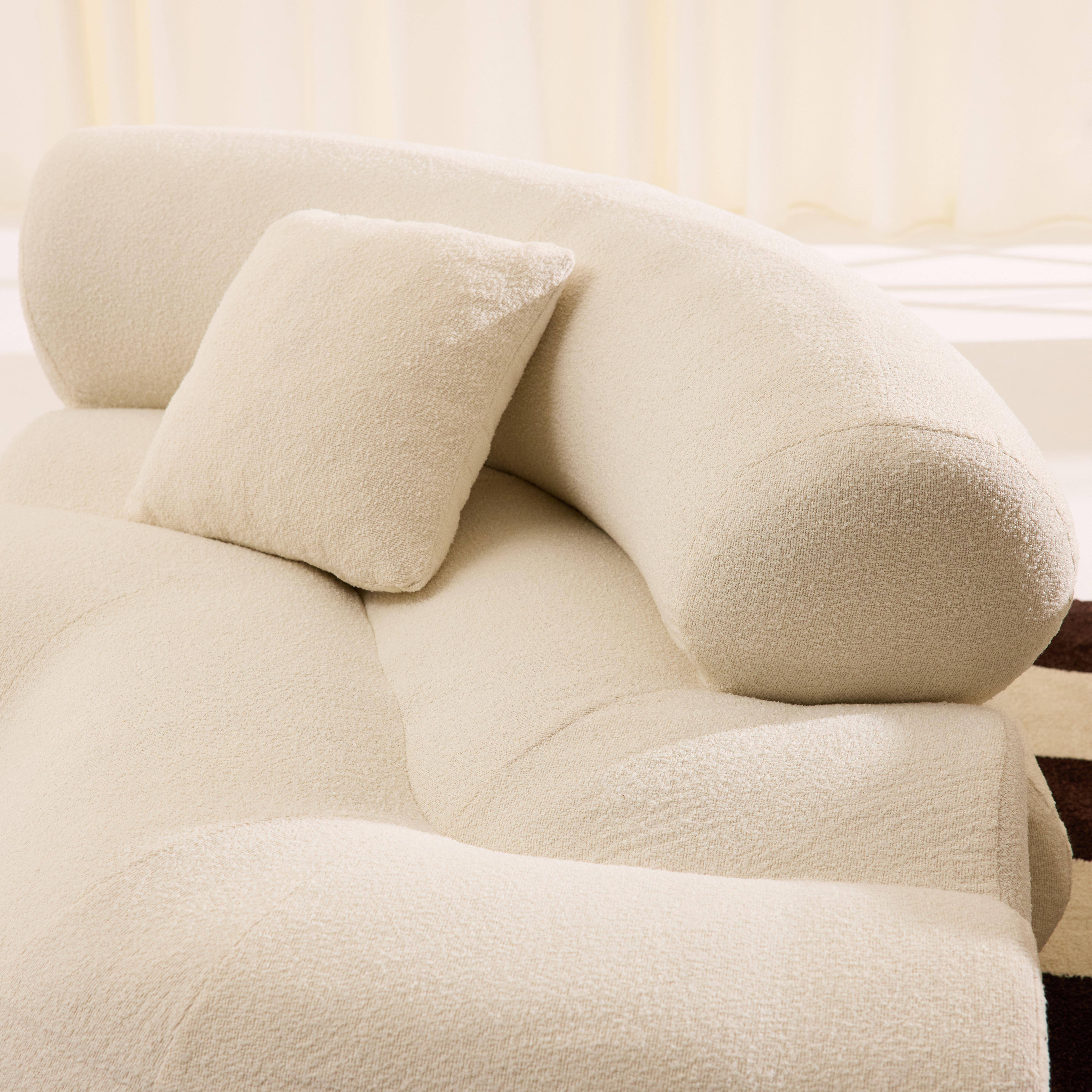 Organisches 3-Sitzer-Ecksofa mit strukturiertem Bouclé-Bezug in weiß - Iconik Photo5