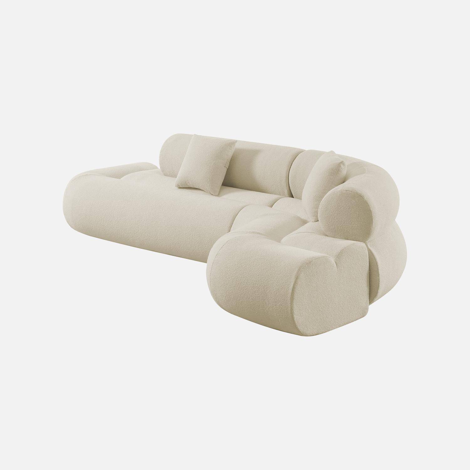 Sofá-cama orgânico em bouclé embalado a vácuo, 3 lugares, Iconik boucle, Branco, 281x154x68 cm,sweeek,Photo4