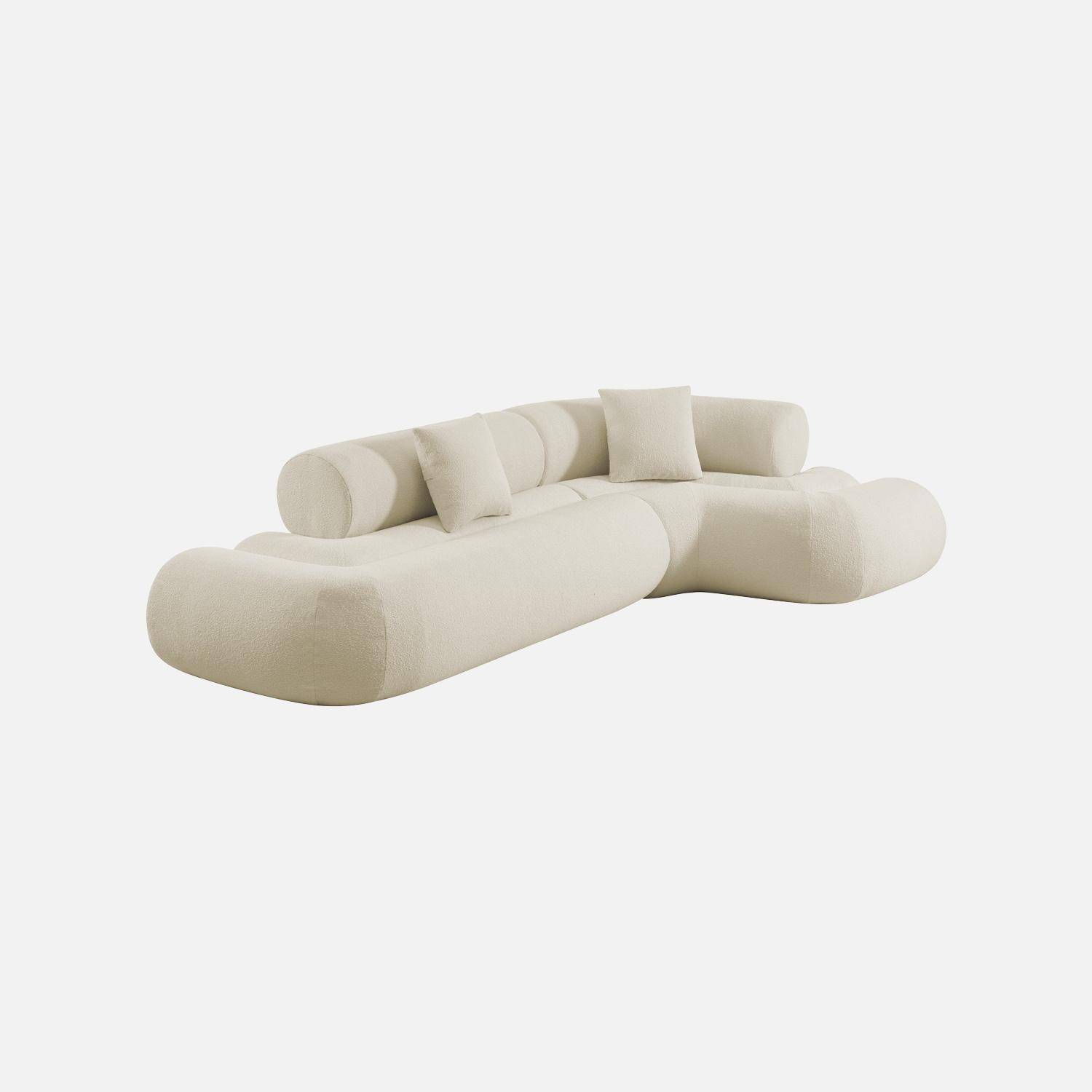 Sofá-cama orgânico em bouclé embalado a vácuo, 3 lugares, Iconik boucle, Branco, 281x154x68 cm,sweeek,Photo2