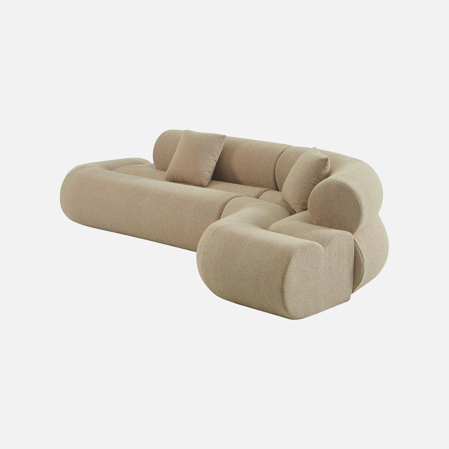 Organisches 3-Sitzer-Ecksofa mit strukturiertem Bouclé-Bezug in beige - Iconik,sweeek,Photo4