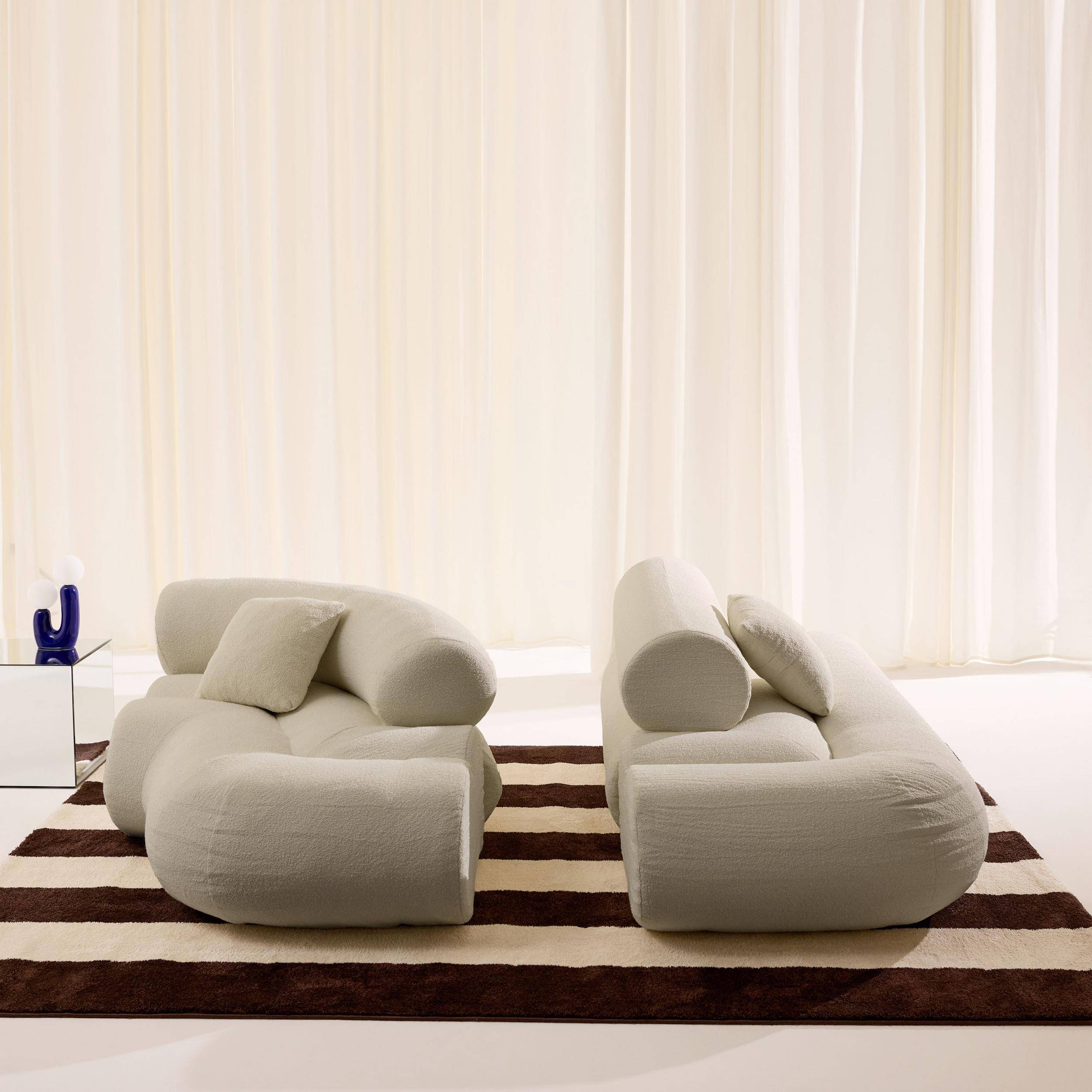 Sofá-cama orgânico em bouclé embalado a vácuo, 3 lugares, Iconik boucle, Bege, 281x154x68 cm,sweeek,Photo4